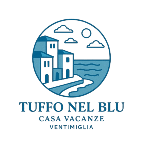 Logo della casa vacanze Tuffo Nel Blu con architettura mediterranea affacciata sul mare a Ventimiglia