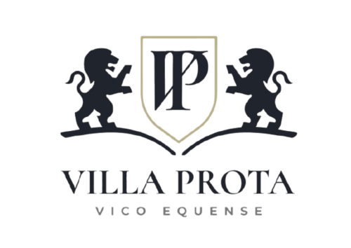 Logo Villa Prota Vico Equense B&B con due leoni rampanti e stemma araldico