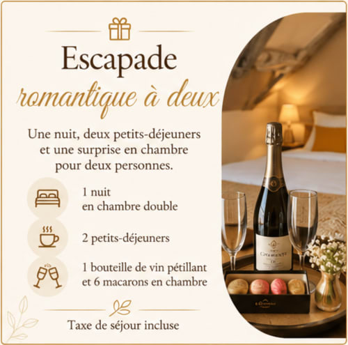 Escapade romantique pour deux au Domaine d'Hérambault : champagne, macarons et suite luxueuse