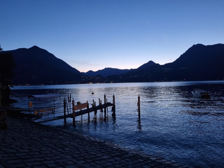 Typical taxi boat pier on Lake Como