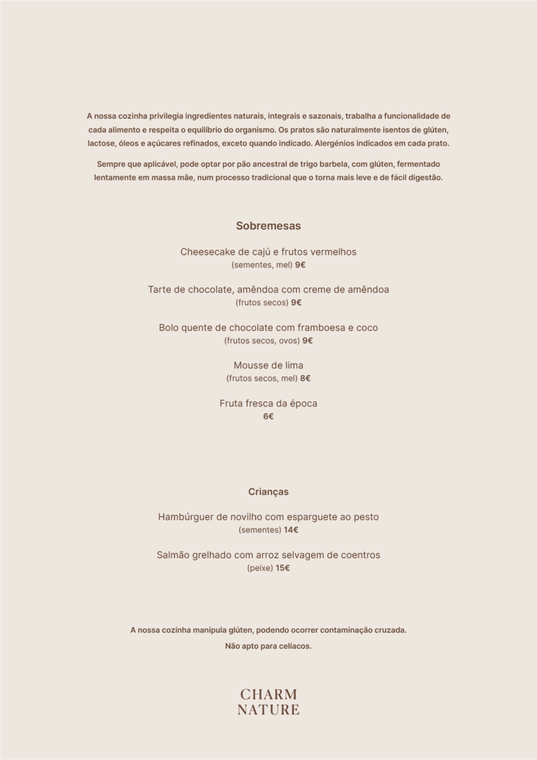 Menu Sobremesas