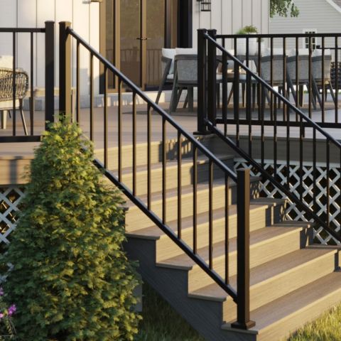 Trex Select Aluminum Stair Railing Assembled Panel with Square Balusters - 36" Rail Height