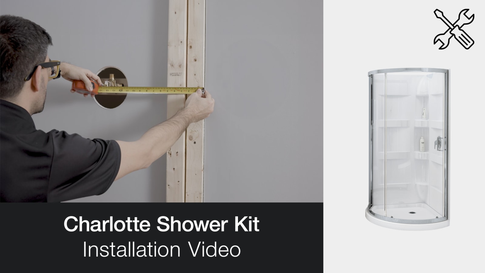Charlotte 34 x 34 Acrylic Center Drain Shower Kit in White with Clear glass in Chrome Shower