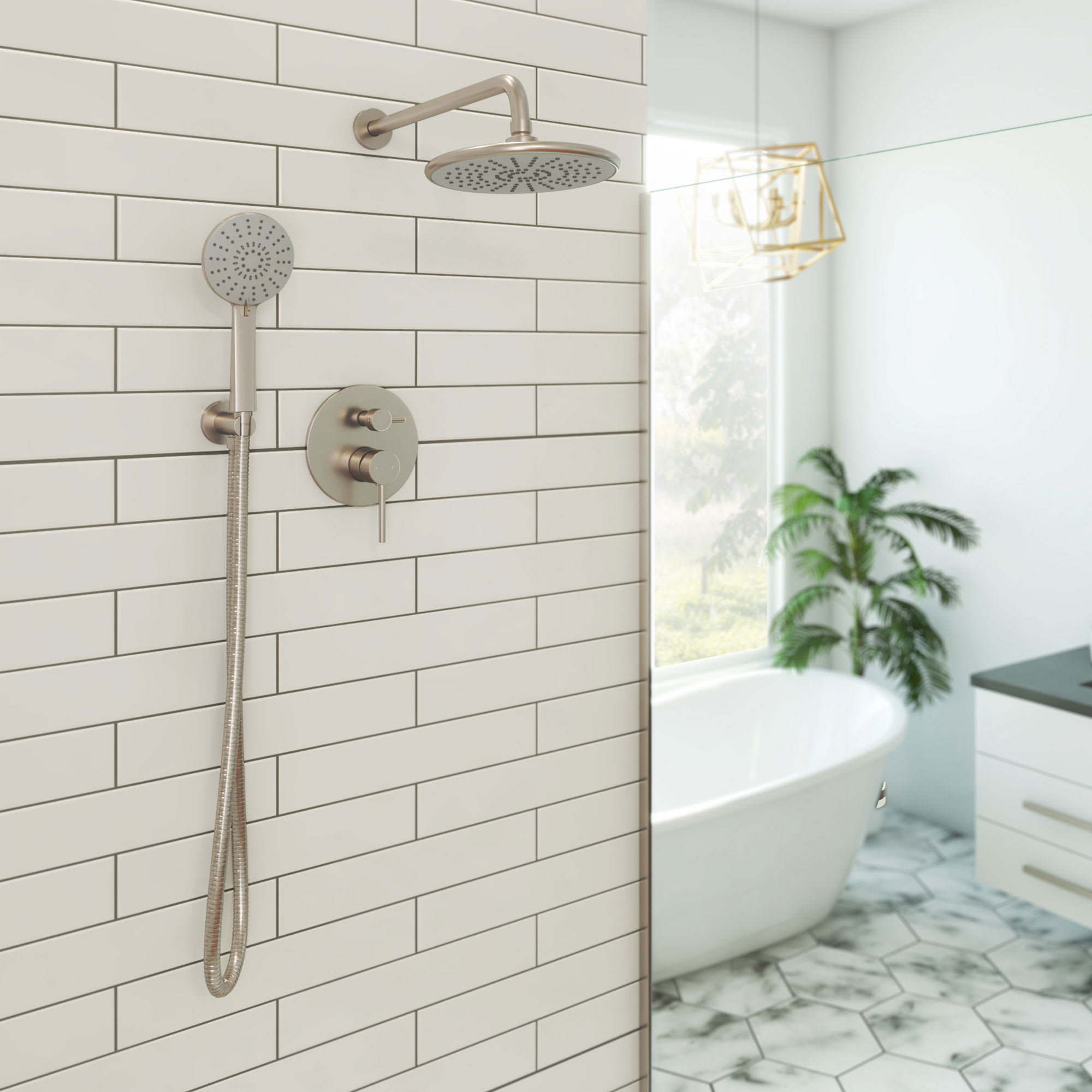 Aquata 7 x 19 1/2 Rain Fall Shower Faucet Set with Handshower