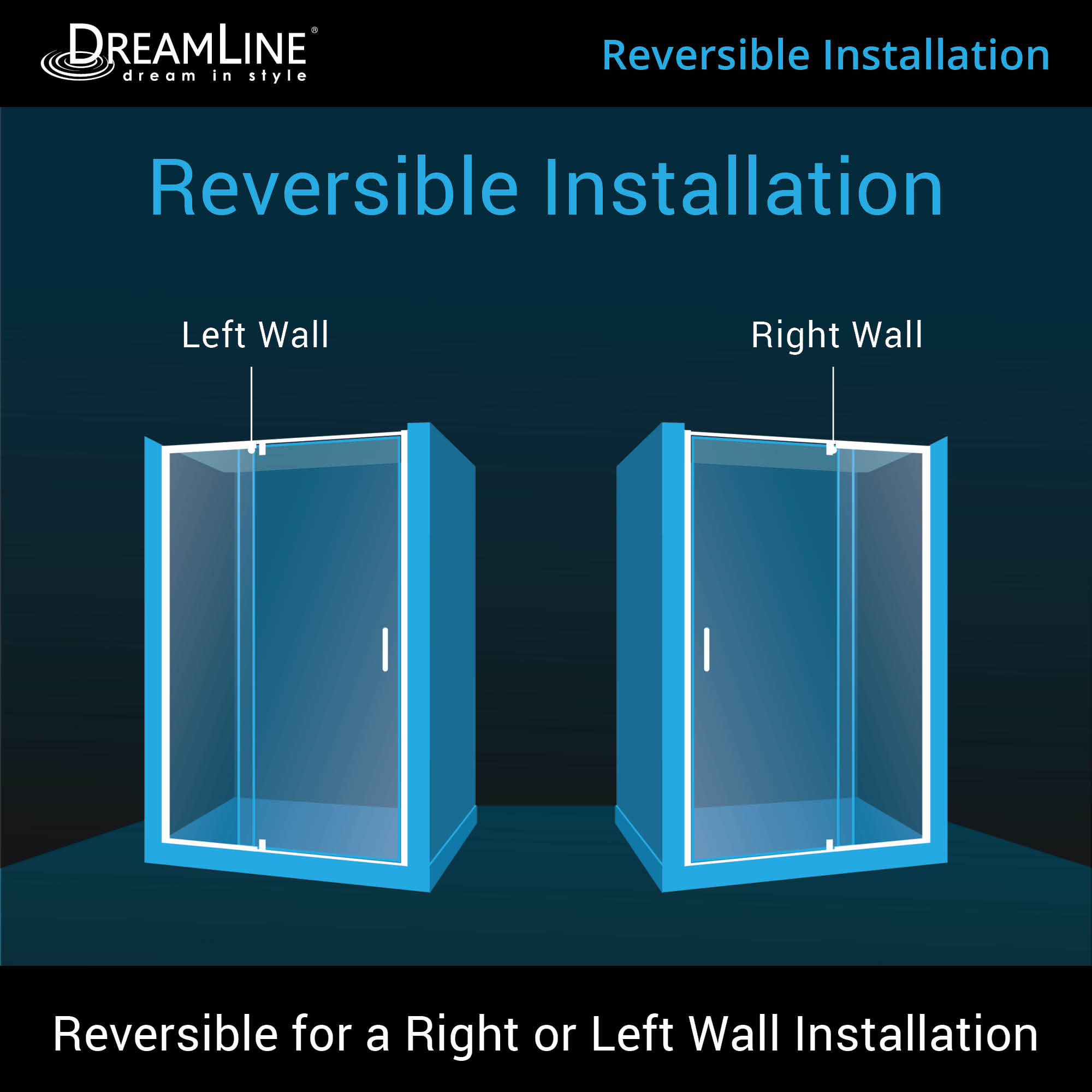 DreamLine Flex 56 - 60 inch W x 72 inch H Semi-Frameless Pivot