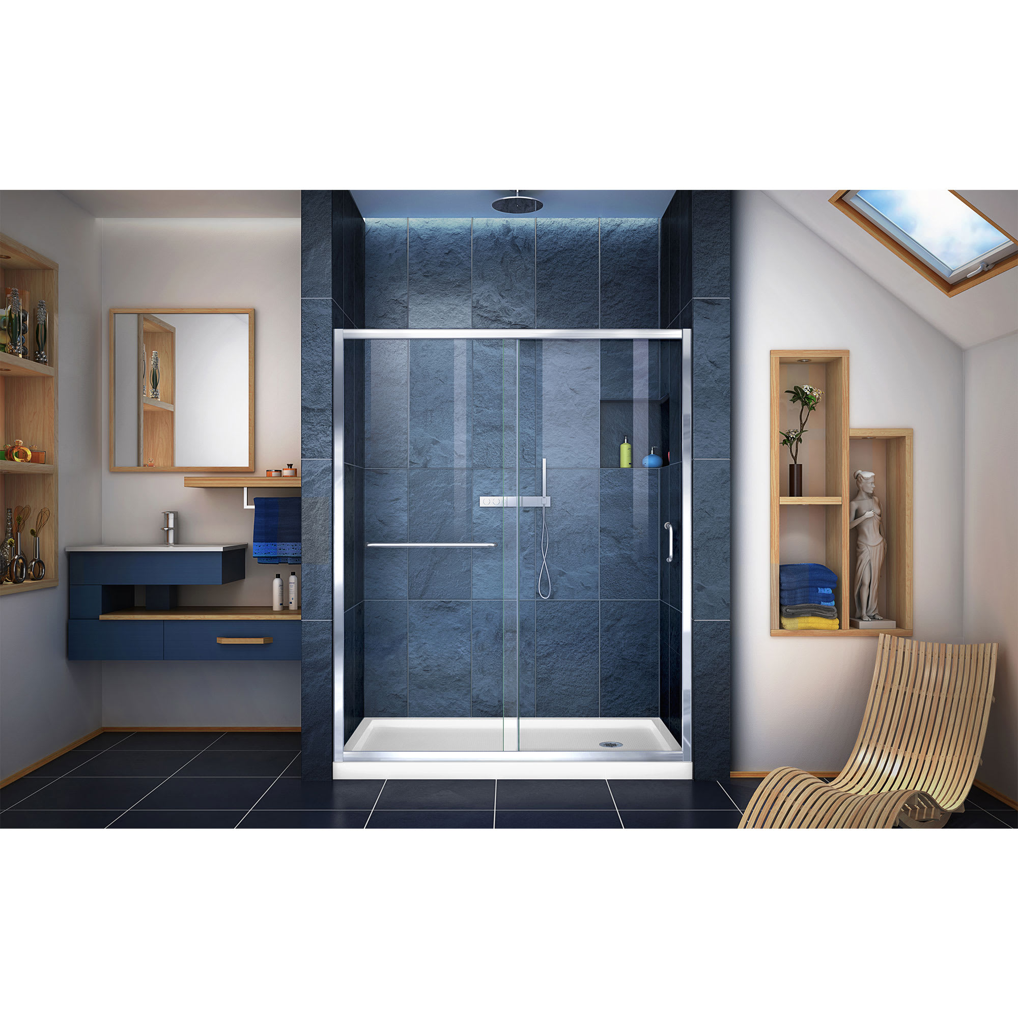 DreamLine Infinity-Z 30 inch D x 60 inch W x 74 3/4 inch H Semi ...