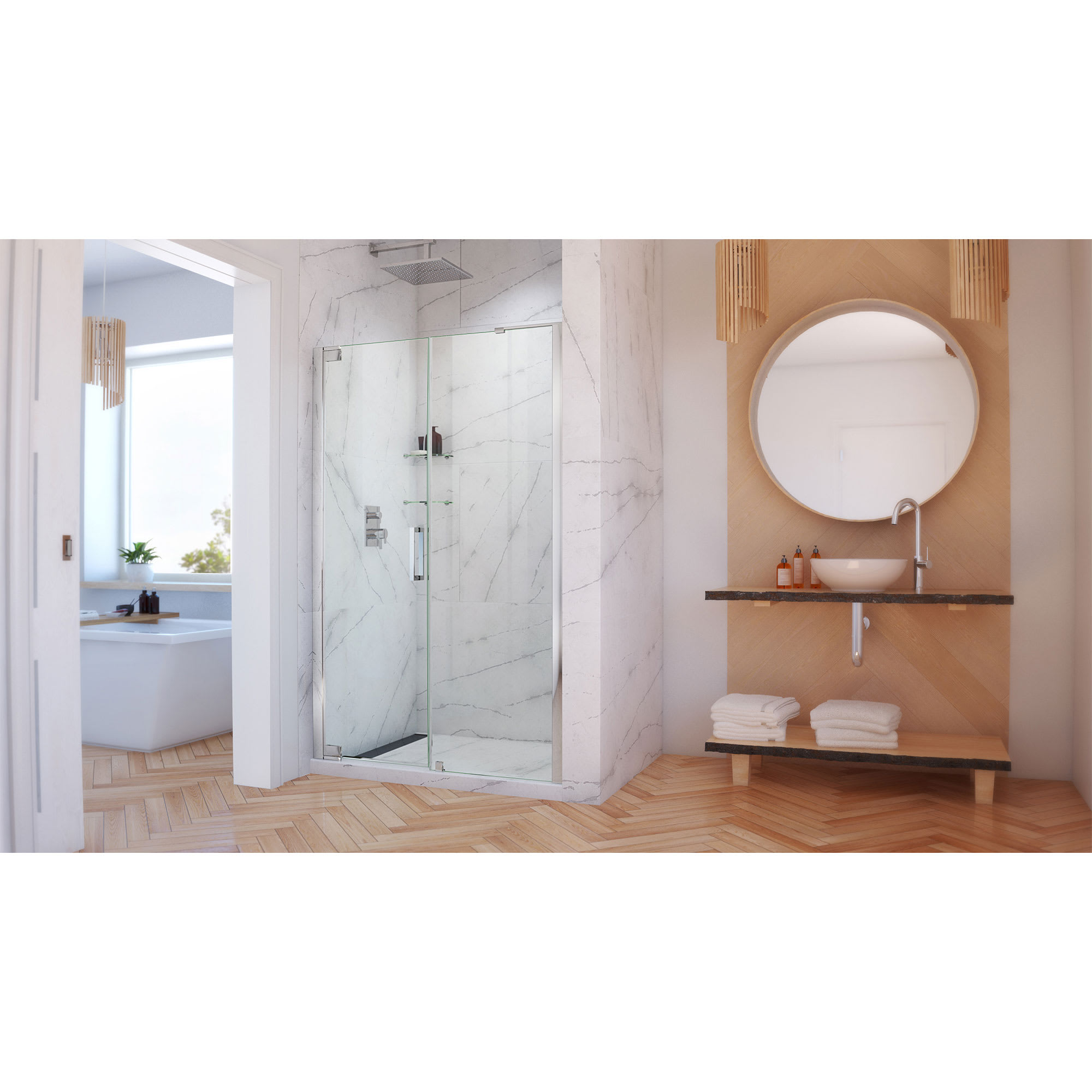 DreamLine Elegance-LS 50 3/4 - 52 3/4 inch W x 72 inch H Frameless ...