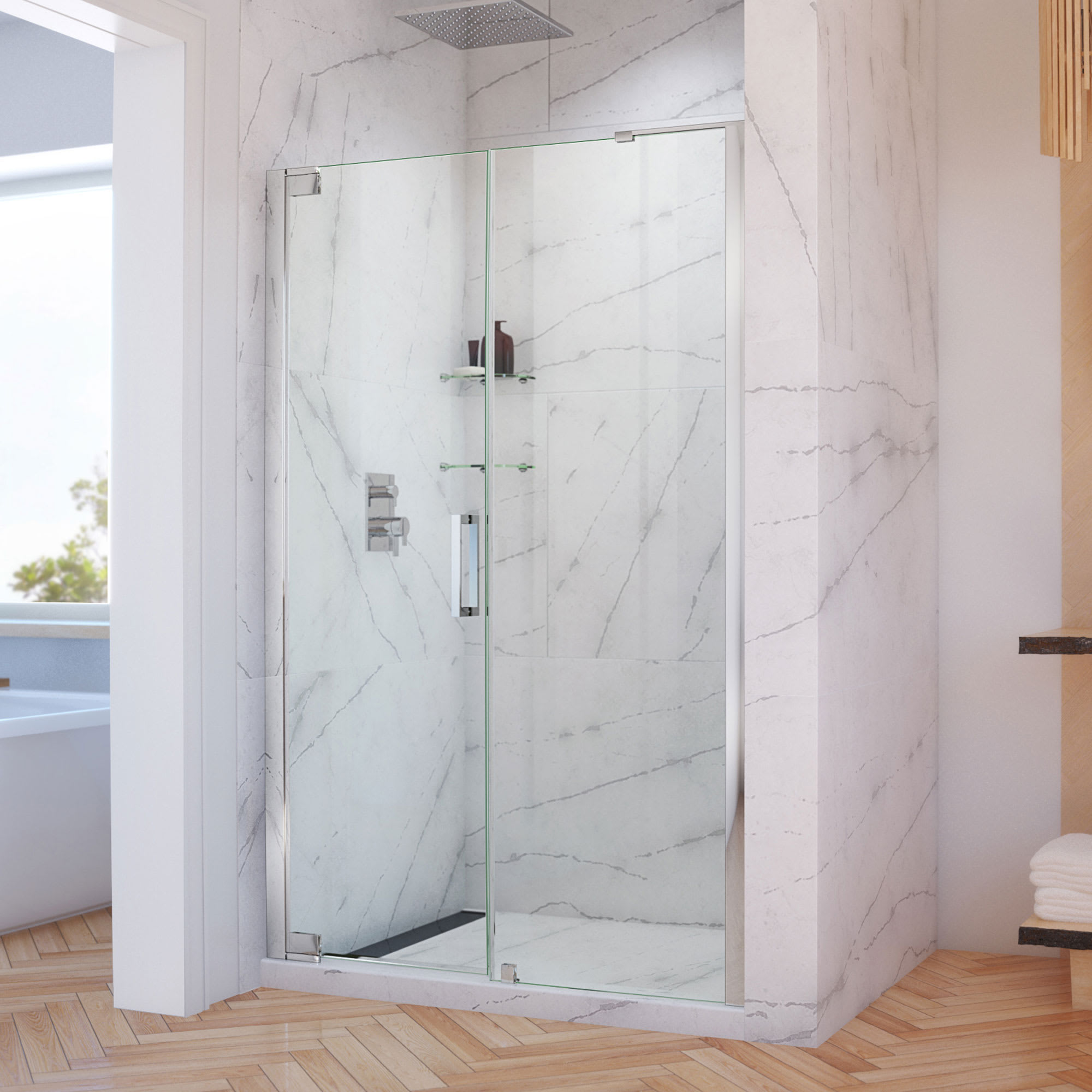 DreamLine Elegance-LS 50 3/4 - 52 3/4 inch W x 72 inch H Frameless ...