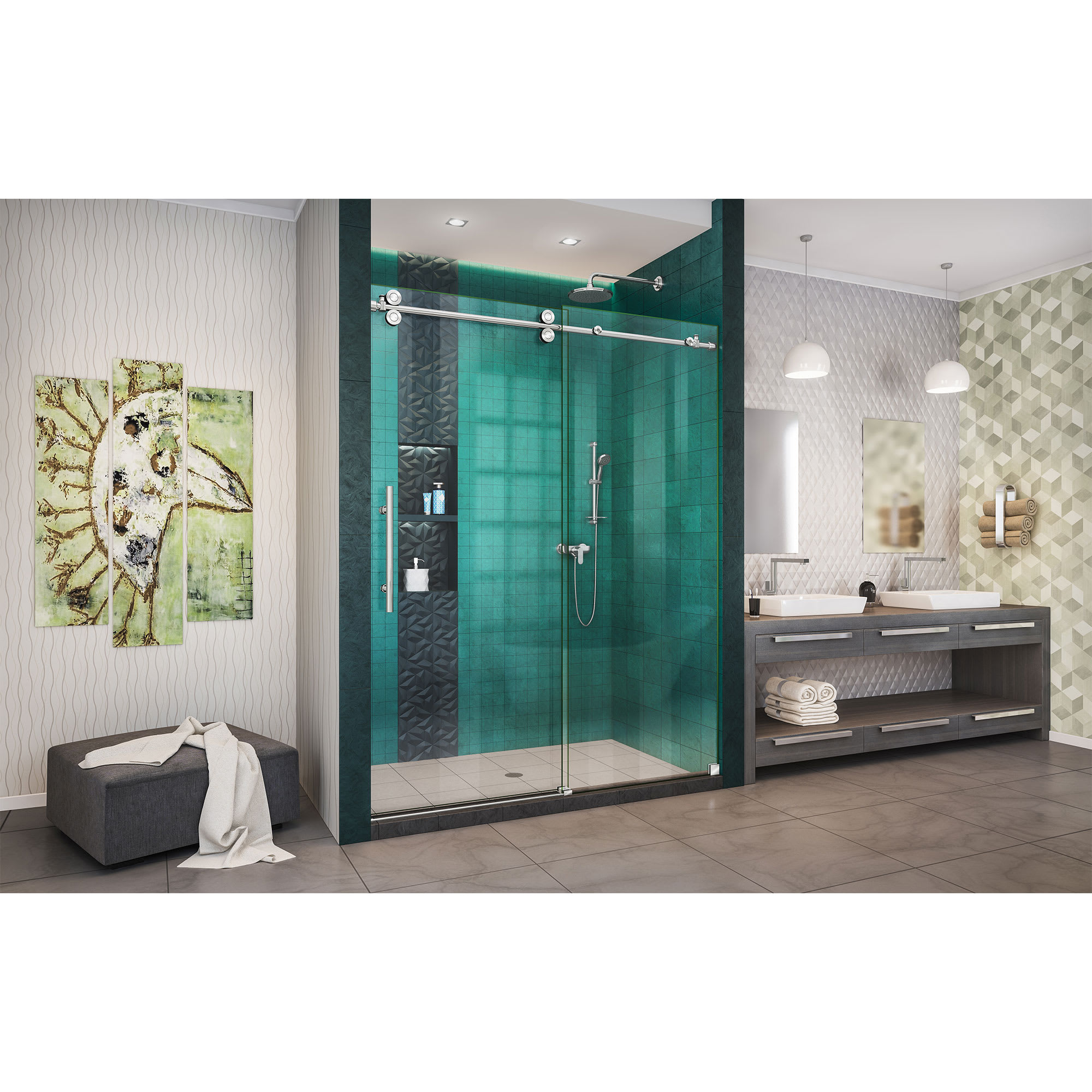 DreamLine Enigma-XO 56 - 60 inch W x 76 inch H Frameless Sliding