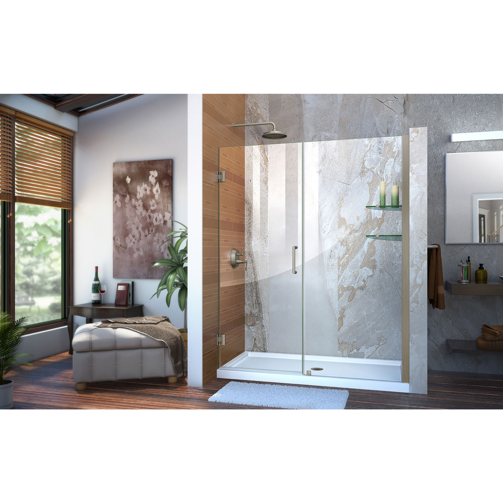 DreamLine Unidoor 57 - 58 inch W x 72 inch H Frameless Hinged