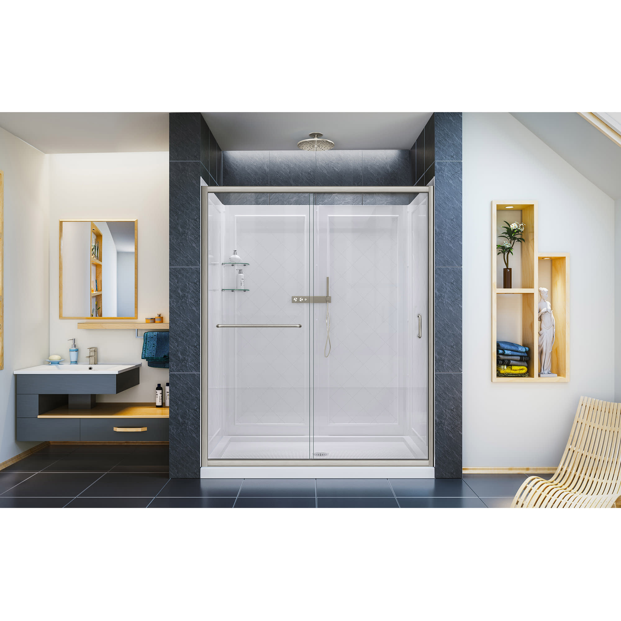 DreamLine Infinity-Z 30 inch D x 60 inch W x 76 3/4 inch H Semi ...