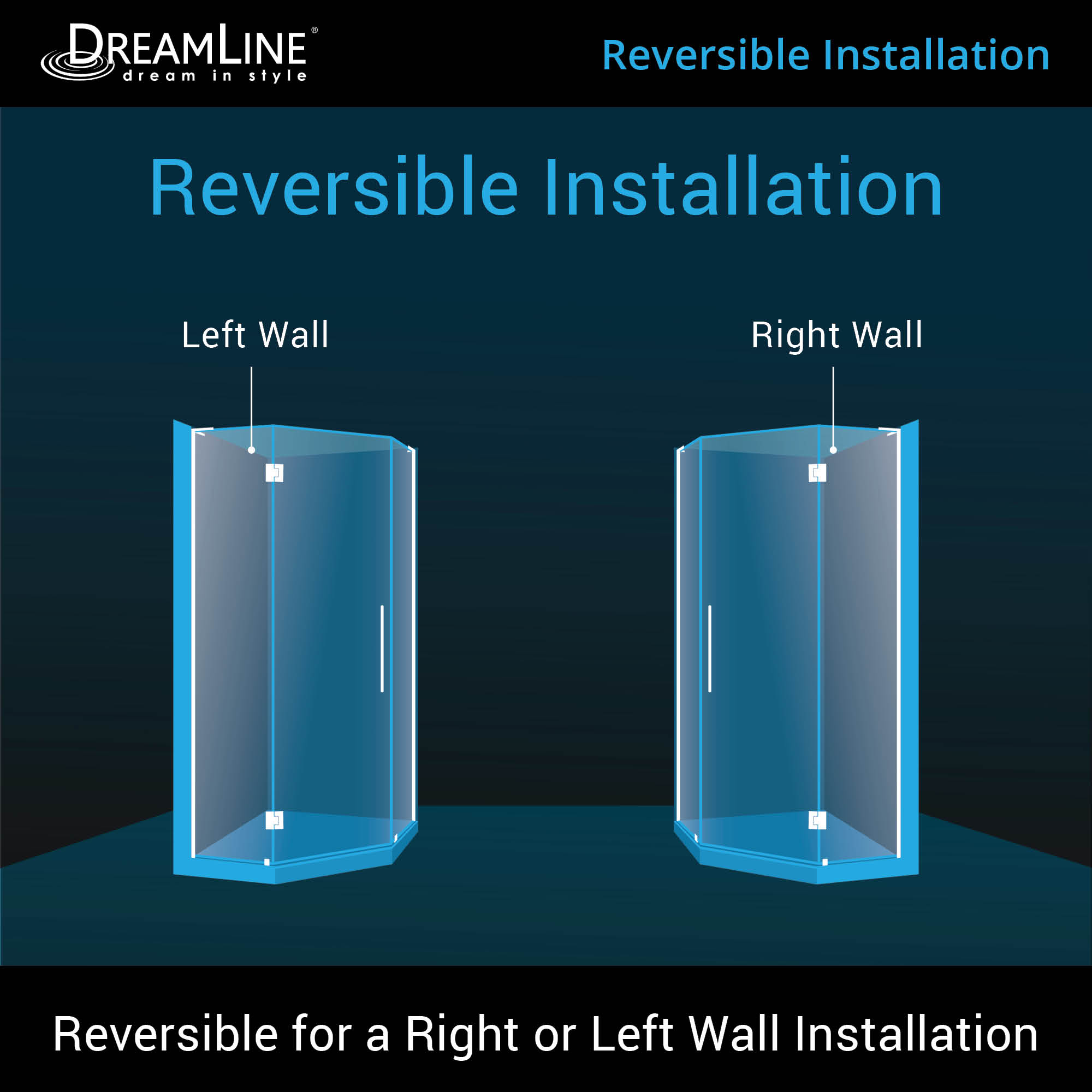 DreamLine Prism 34 1/8 inch x 72 inch Frameless Neo-Angle Pivot
