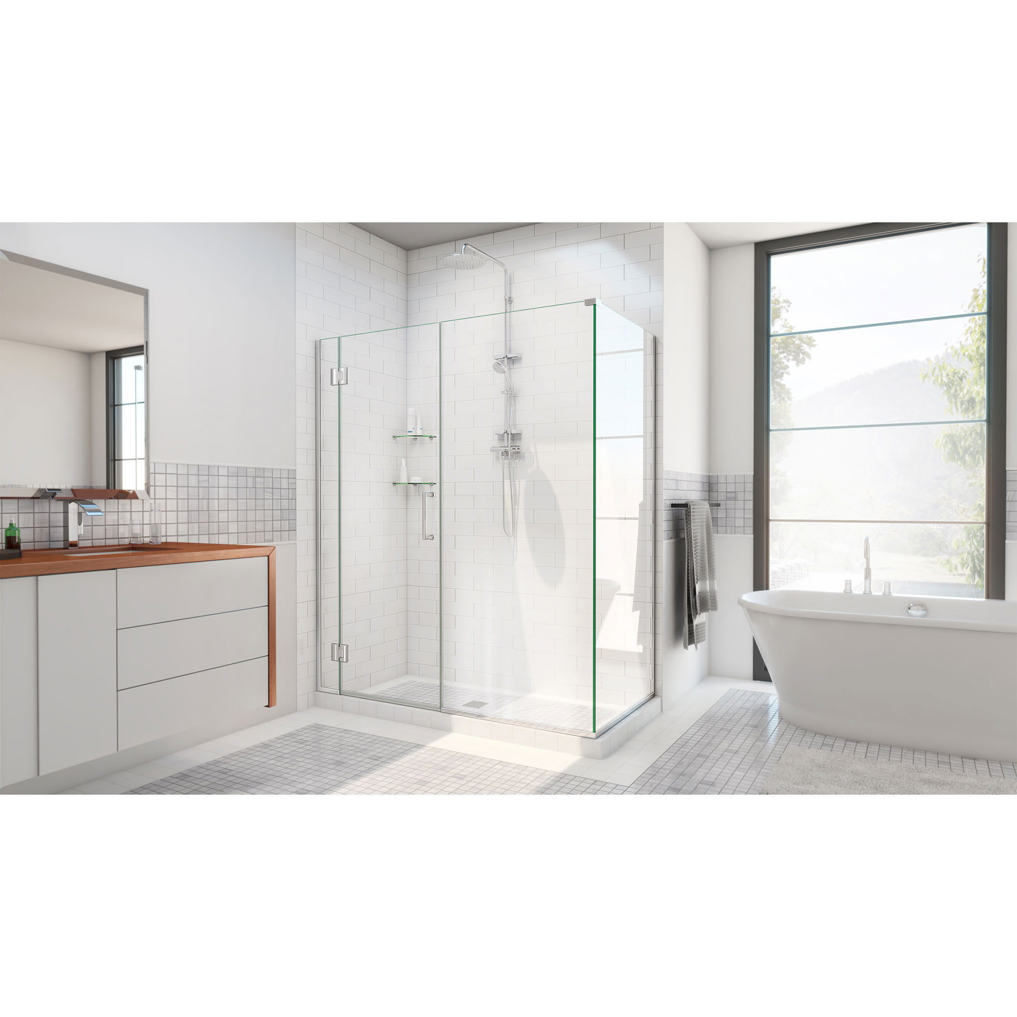 DreamLine Unidoor-X 59 1/2 inch W x 30 3/8 inch D x 72 inch H Frameless ...