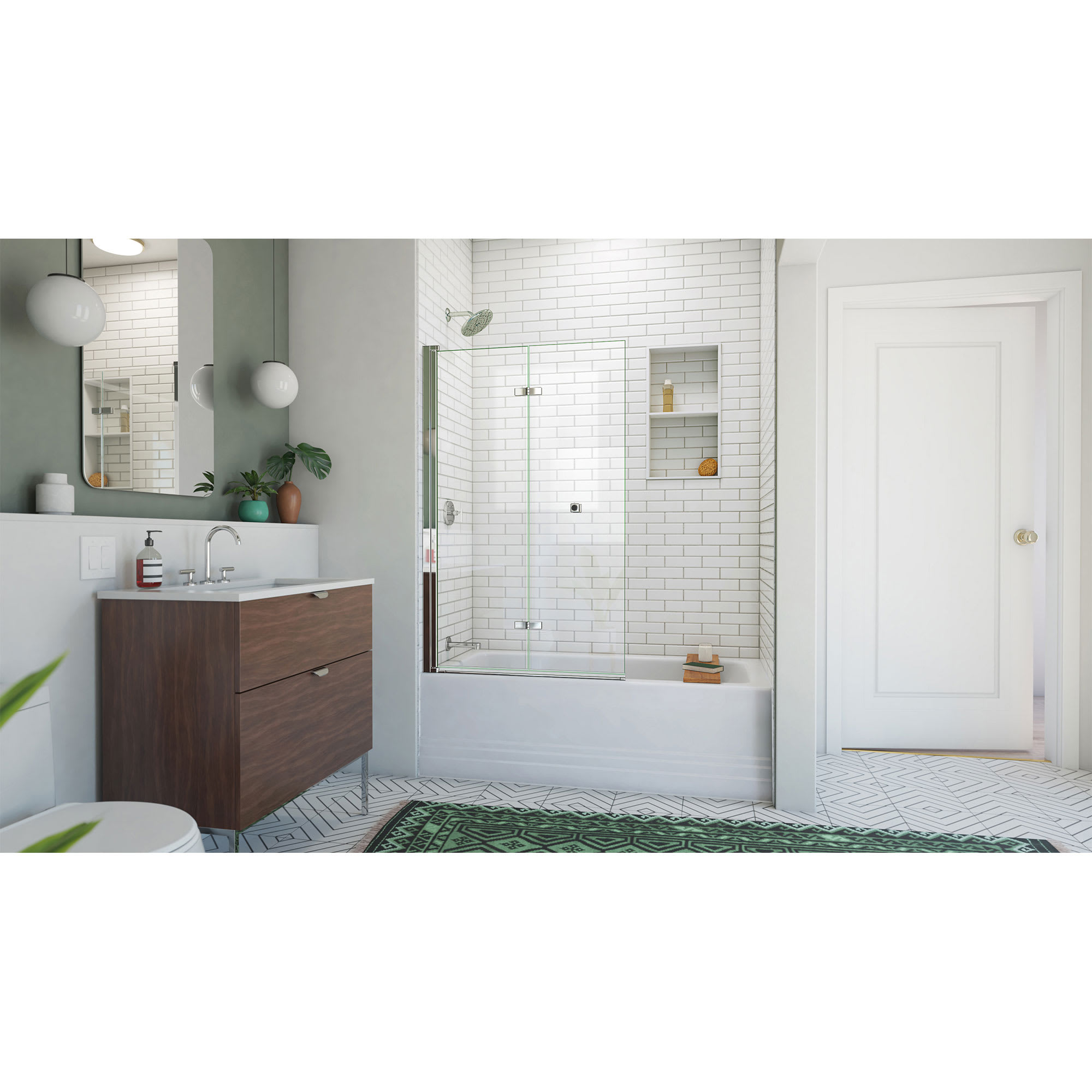 DreamLine Aqua-Q Fold 36 In. W X 58 In. H Bi-Fold Frameless Tub Door In Oil Rubbed Bronze With Clear Glass SD-363658Q-06
