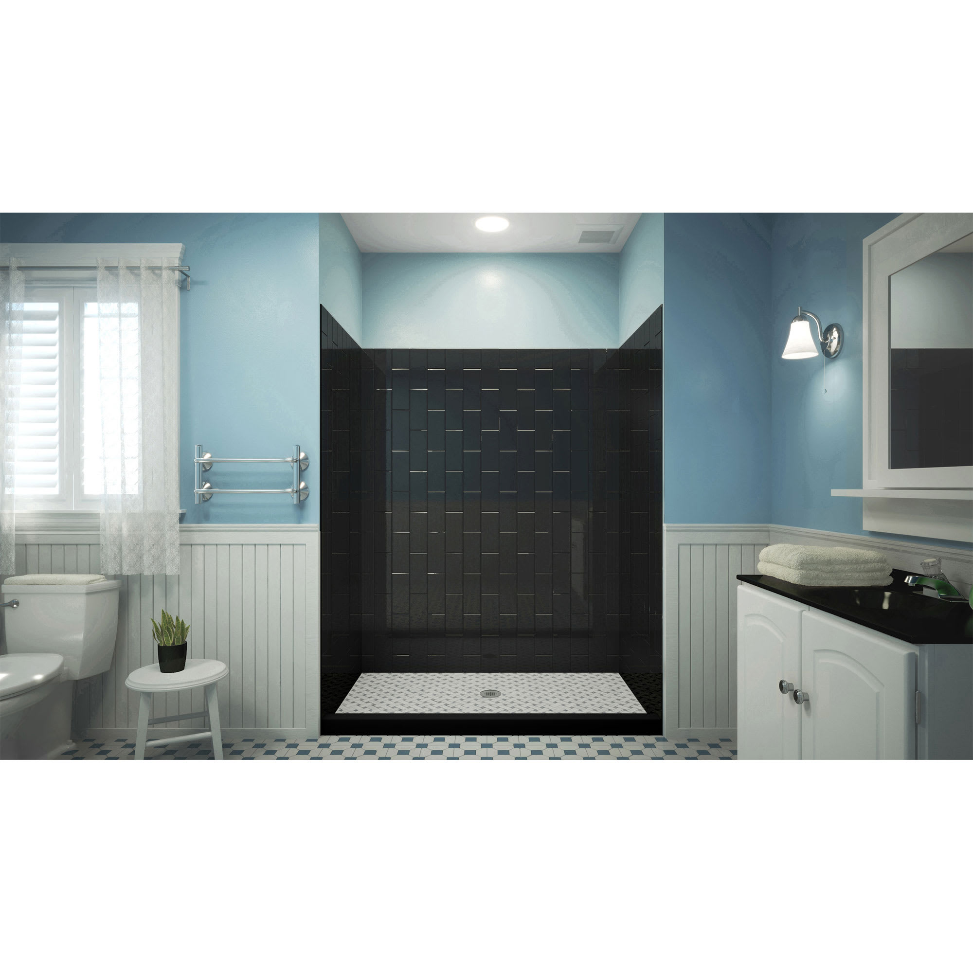 DreamLine QWALL-VS 50 - 54 inch W x 41 1/2 inch D x 76 inch H Acrylic ...