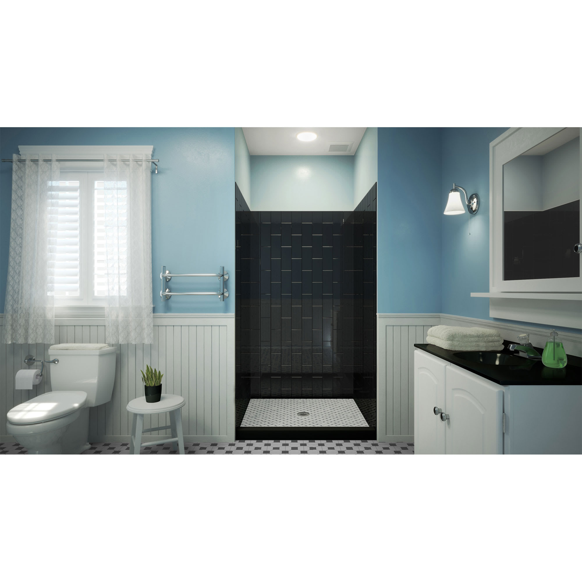 DreamLine QWALL-VS 28 - 32 inch W x 41 1/2 inch D x 76 inch H Acrylic ...