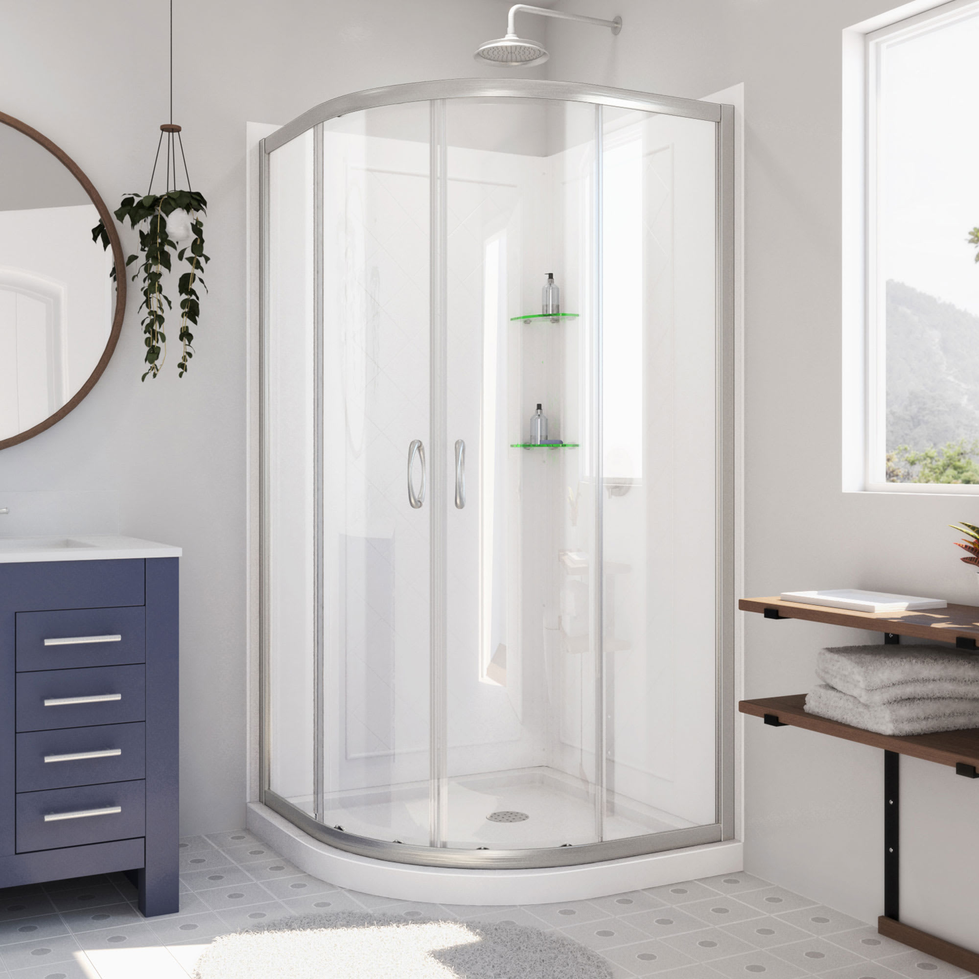 DreamLine Prime 36 inch x 36 inch x 76 3/4 inch H Semi-Frameless