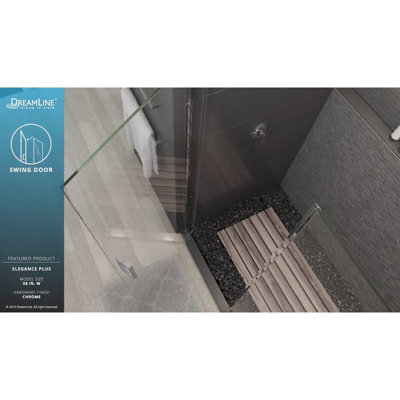 DreamLine Elegance Plus 34 - 34 3/4 inch W x 72 inch H Frameless