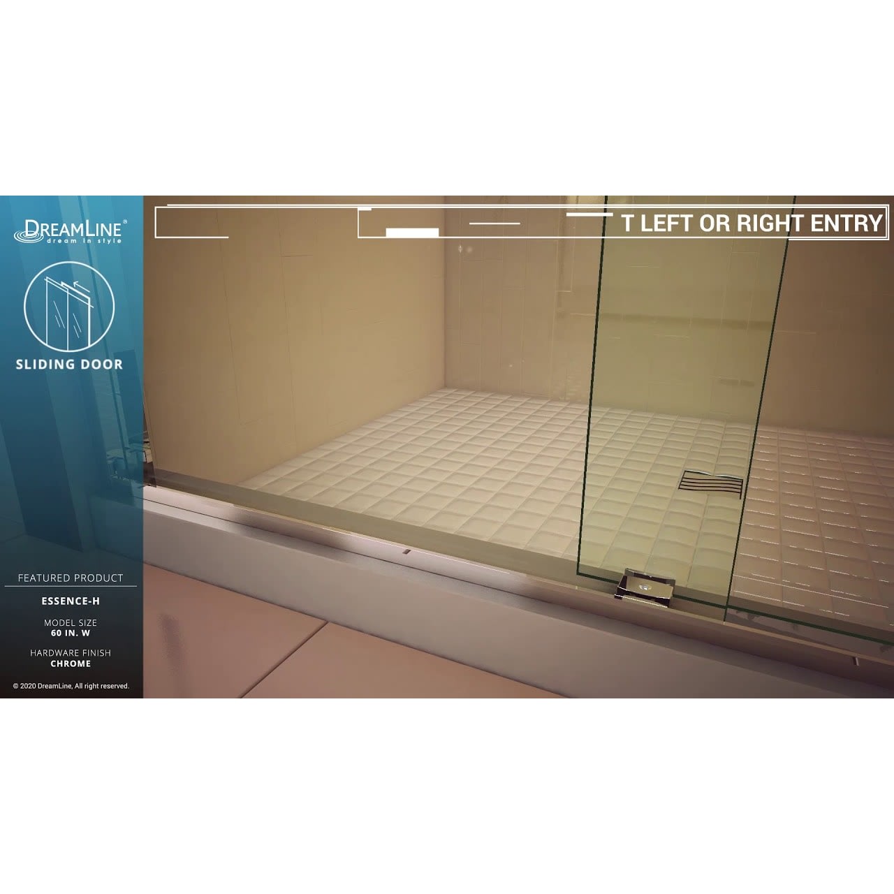 DreamLine Essence-H 56 - 60 inch W x 76 inch H Semi-Frameless