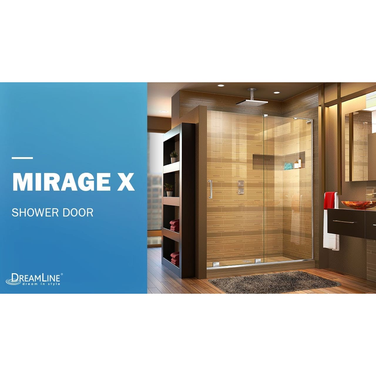 MB L×7 DreamLine Mirage-X 55 - 59 inch W x 71 inch H Frameless Sliding