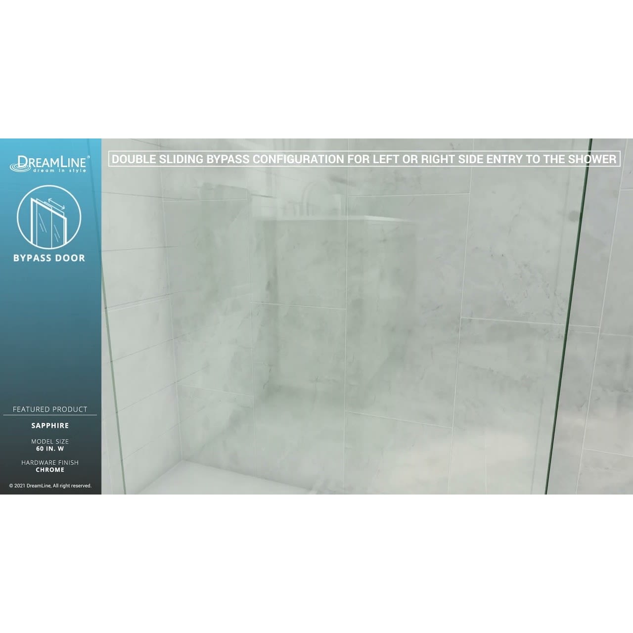 DreamLine Sapphire 44 - 48 inch W x 76 inch H Semi-Frameless