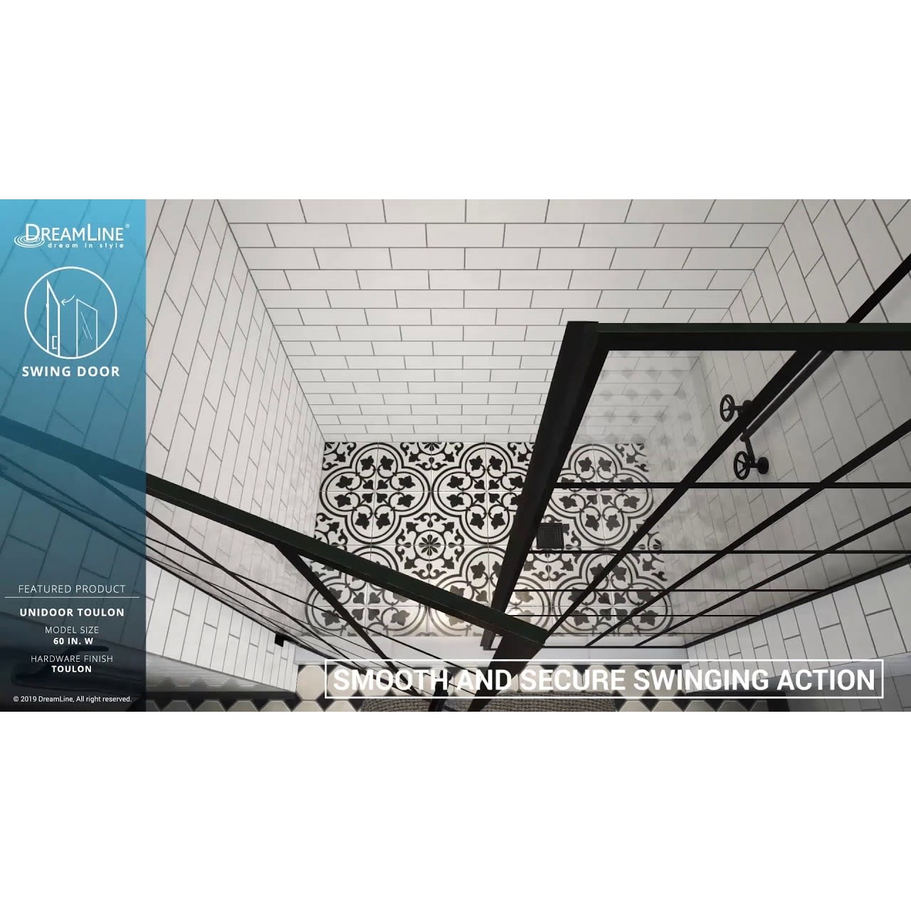 DreamLine Unidoor Toulon 34 3/8 inch D x 33 7/8 inch W x 72 inch H