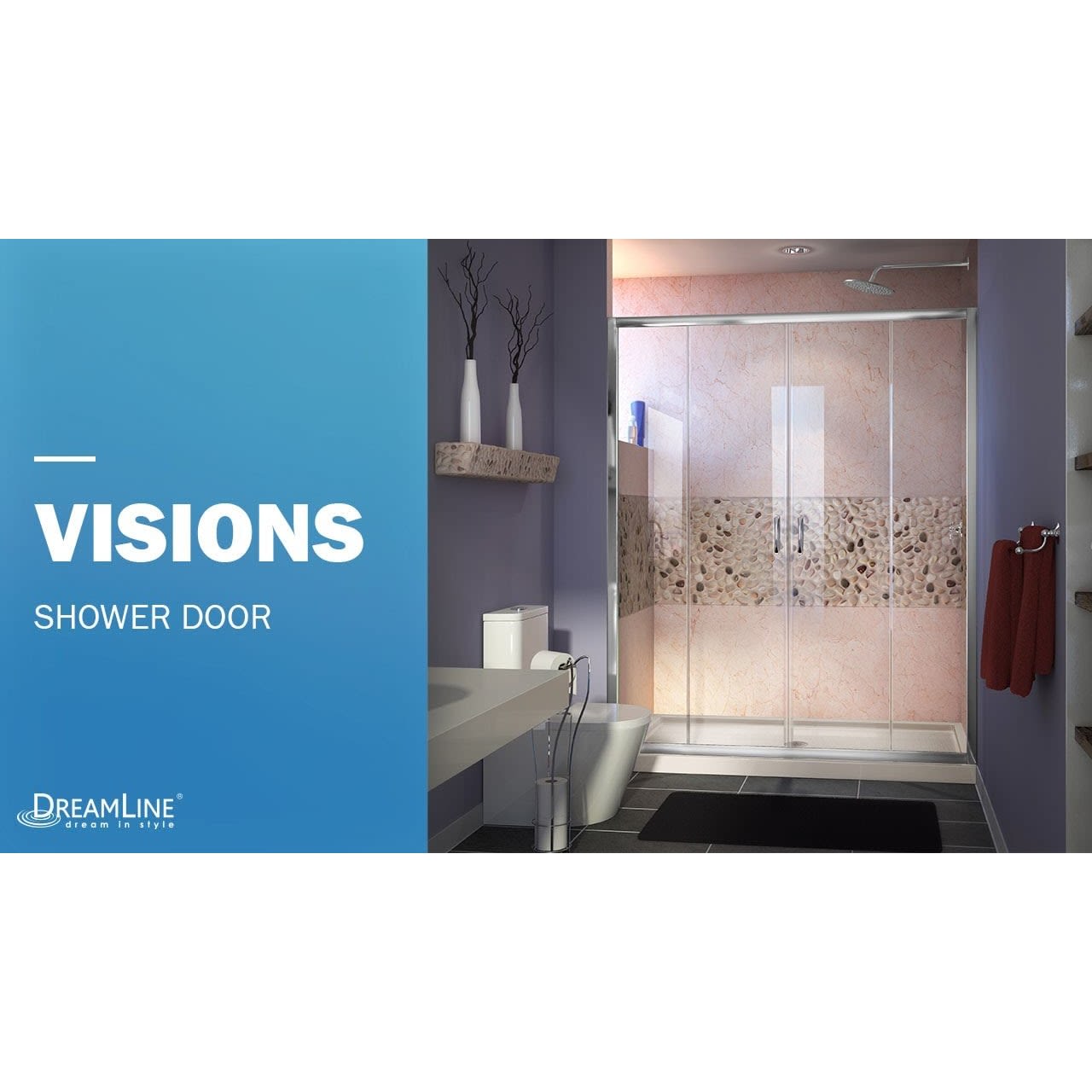 DreamLine Visions 56 - 60 inch W x 72 inch H Semi-Frameless