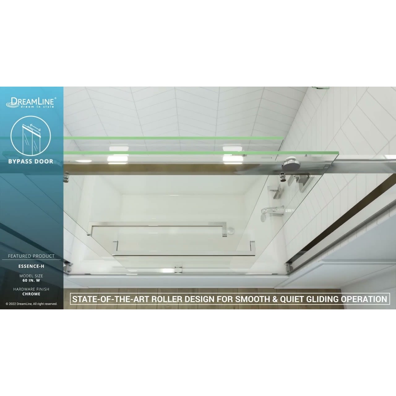 DreamLine Essence-H 56 - 60 inch W x 60 inch H Semi-Frameless