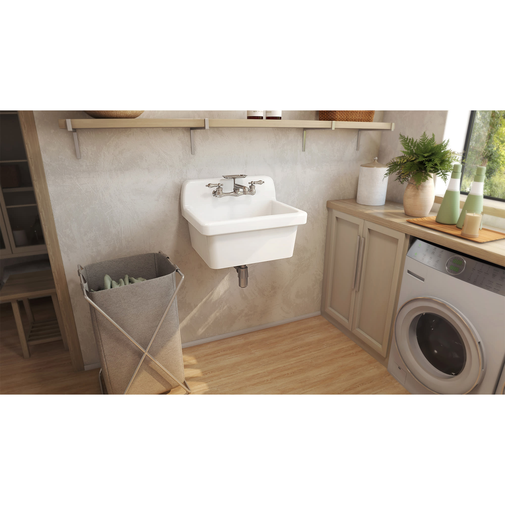 Sapphire 24 inch W x 19 inch H Porcelain Utility Sink, White