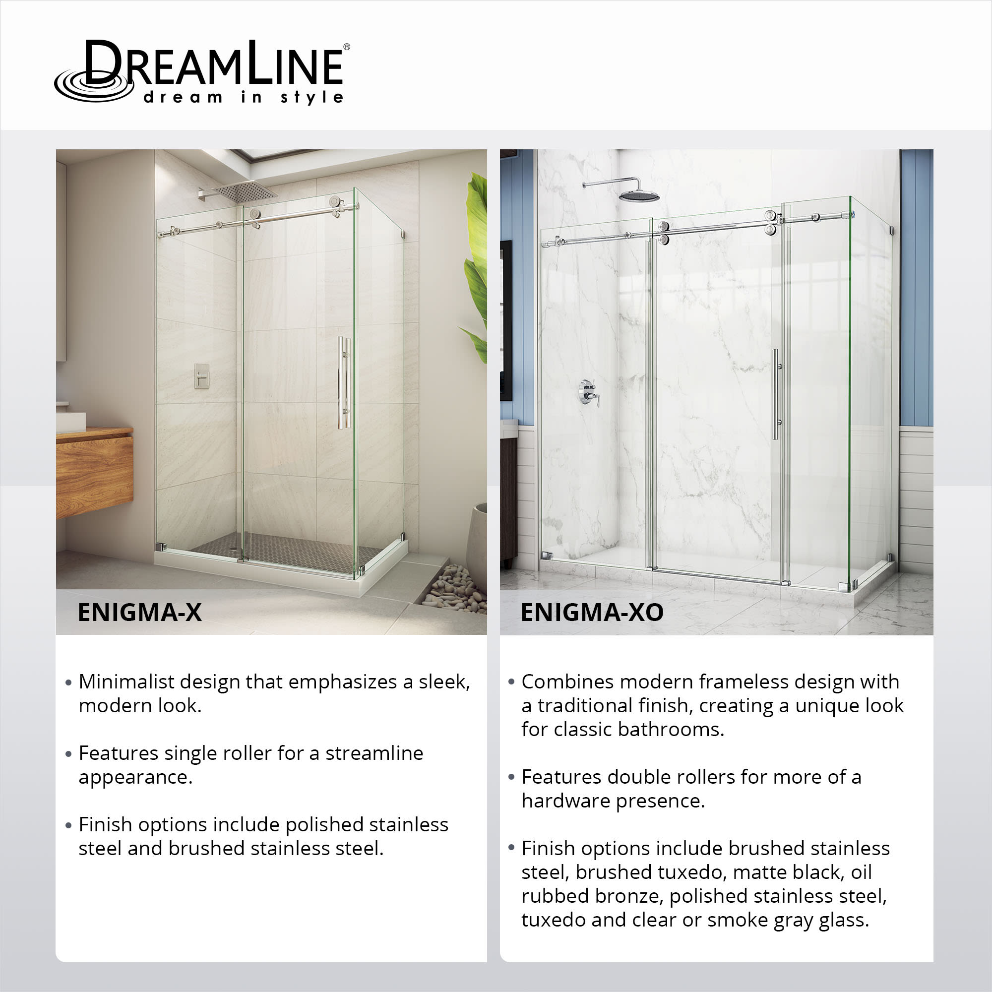 DreamLine Enigma-XO 68-72 inch W x 76 inch H Frameless Sliding