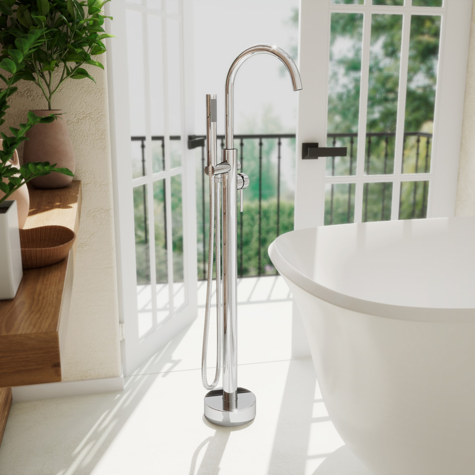 DreamLine Havana 43 inch x 9 inch Freestanding Tub Faucet with Handshower