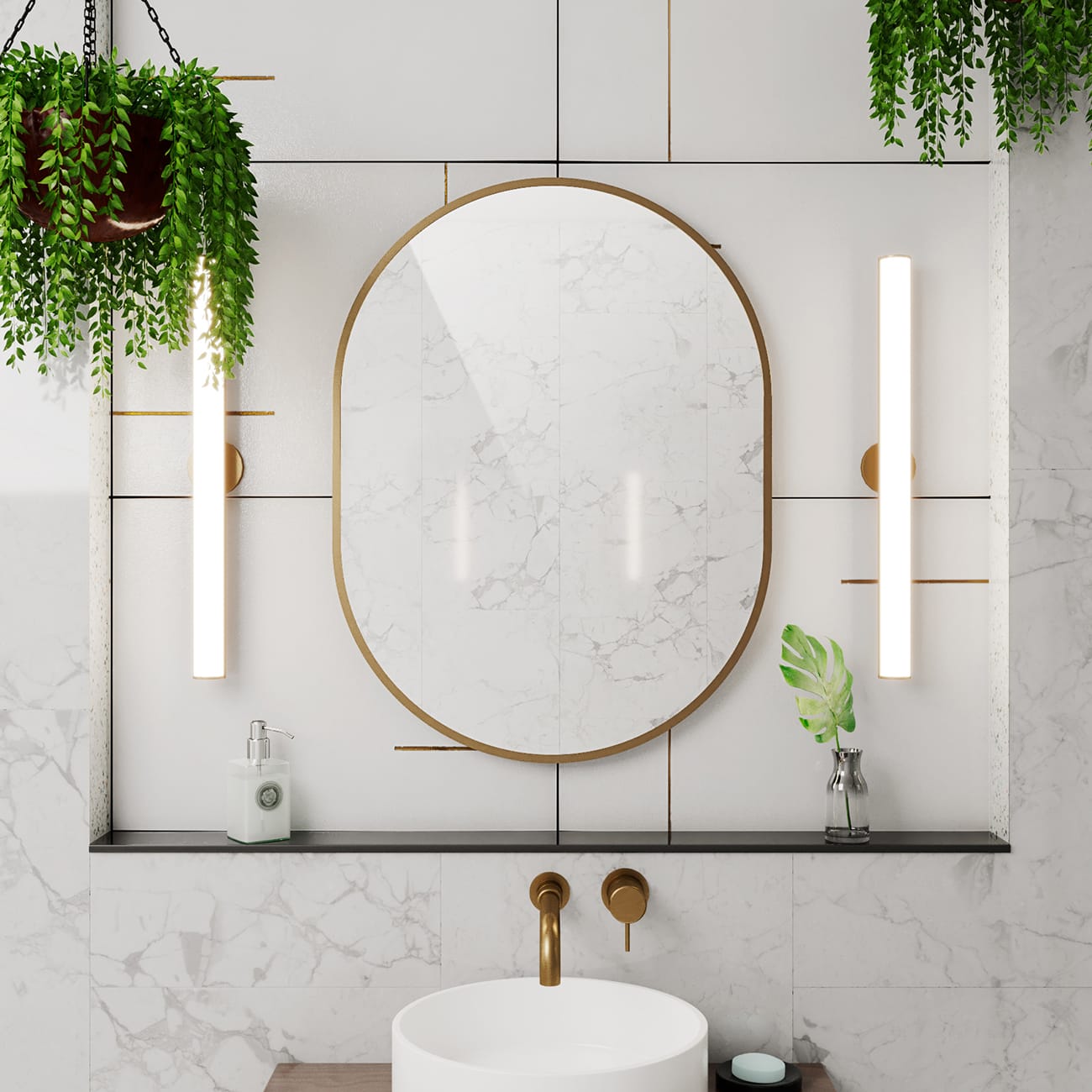 Prospero 32 inch H x 24 inch W Oval Hanging Mirror