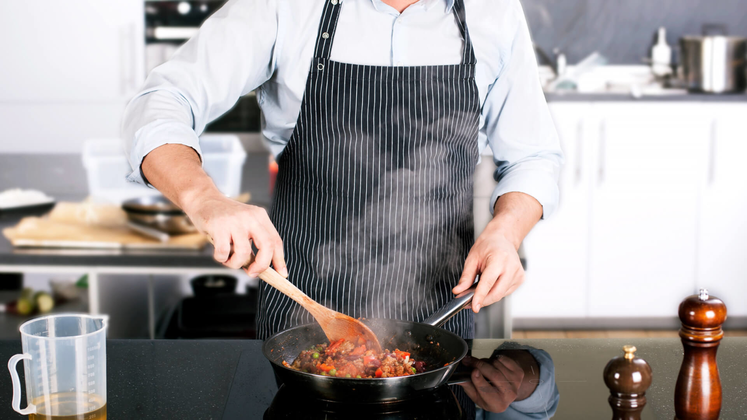 Hot food stirred on Swanstone Solid Surface.