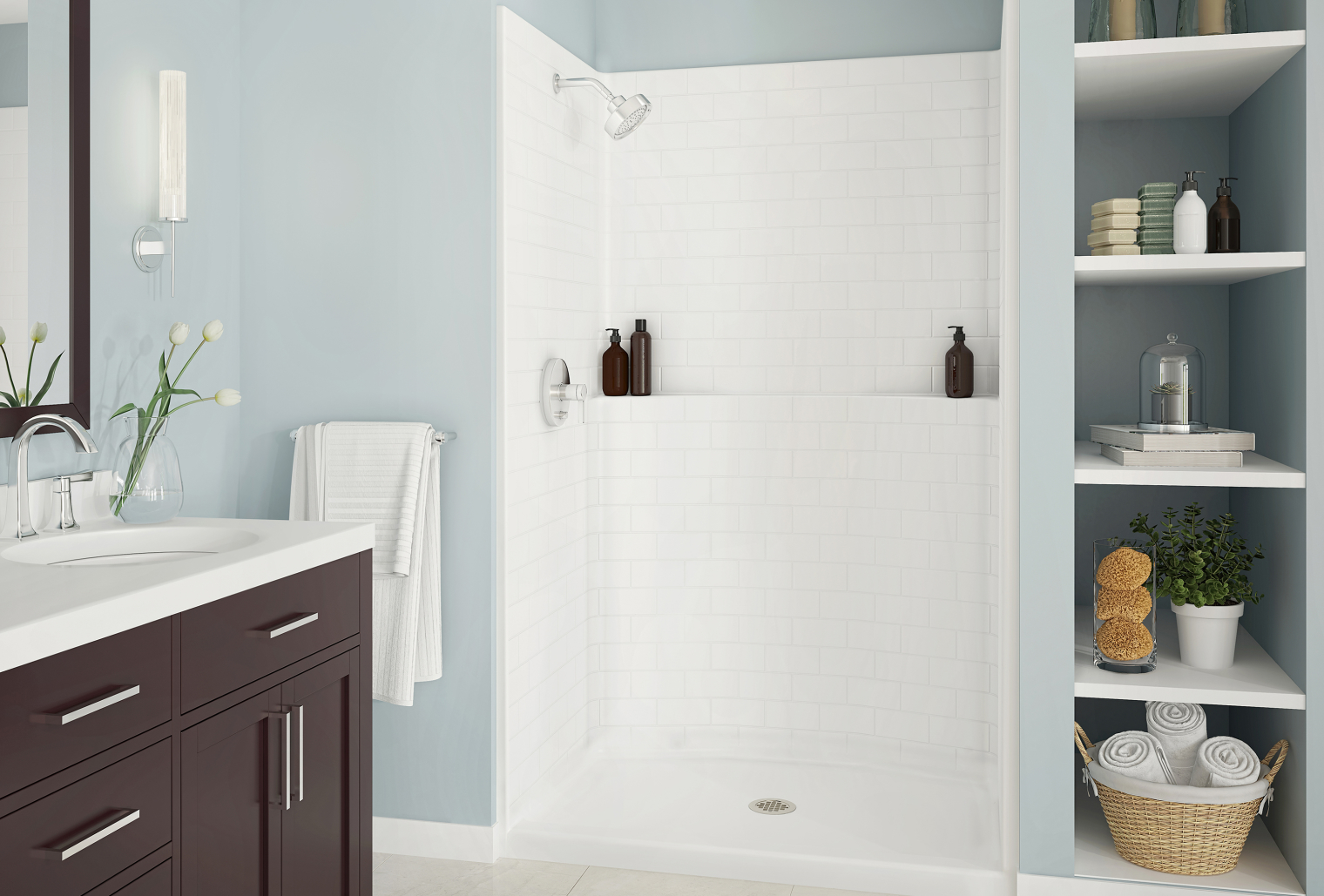 Image of a standing barrier free low threshold shower.