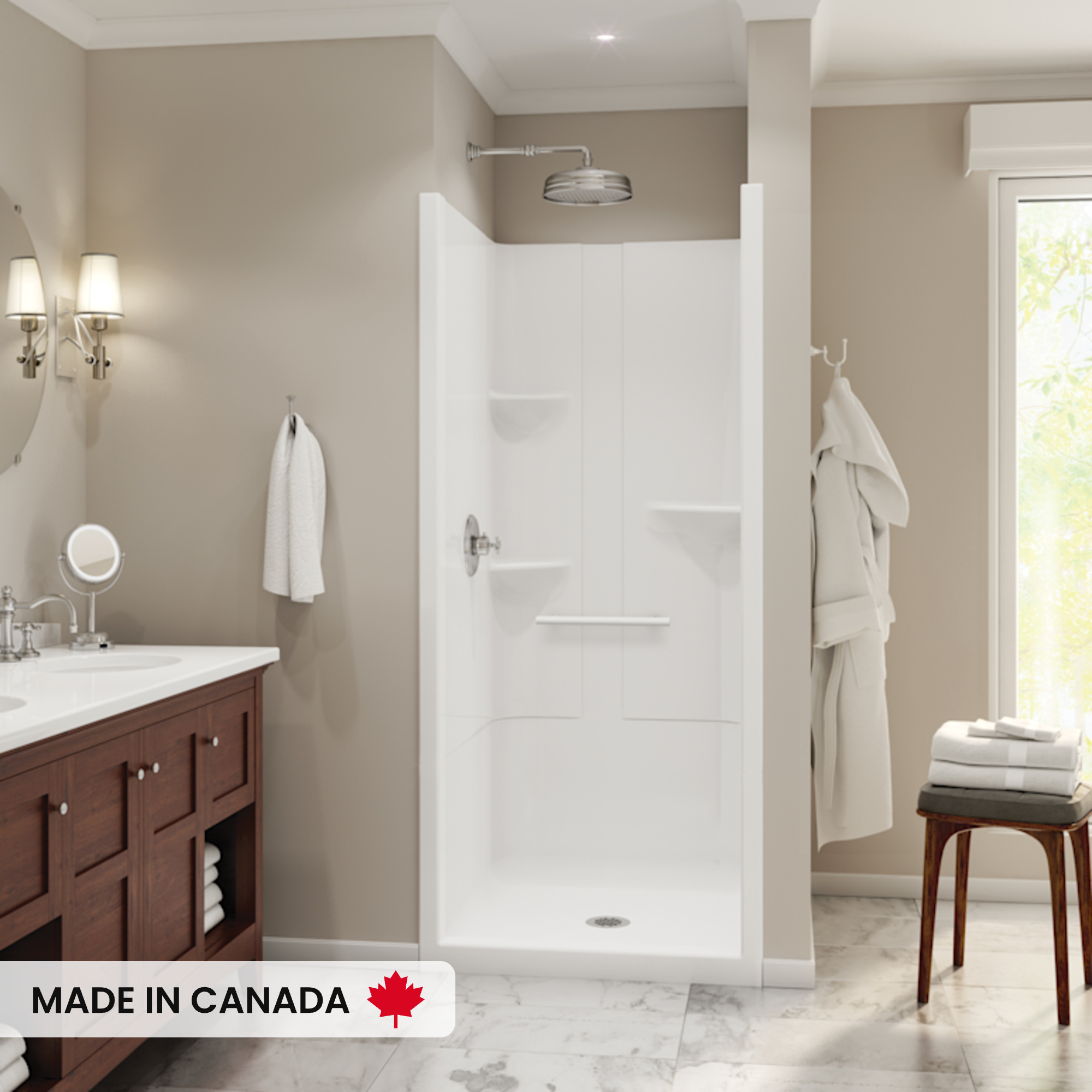 Camelia SH-3636 Acrylic Alcove Center Drain No Seat One-Piece