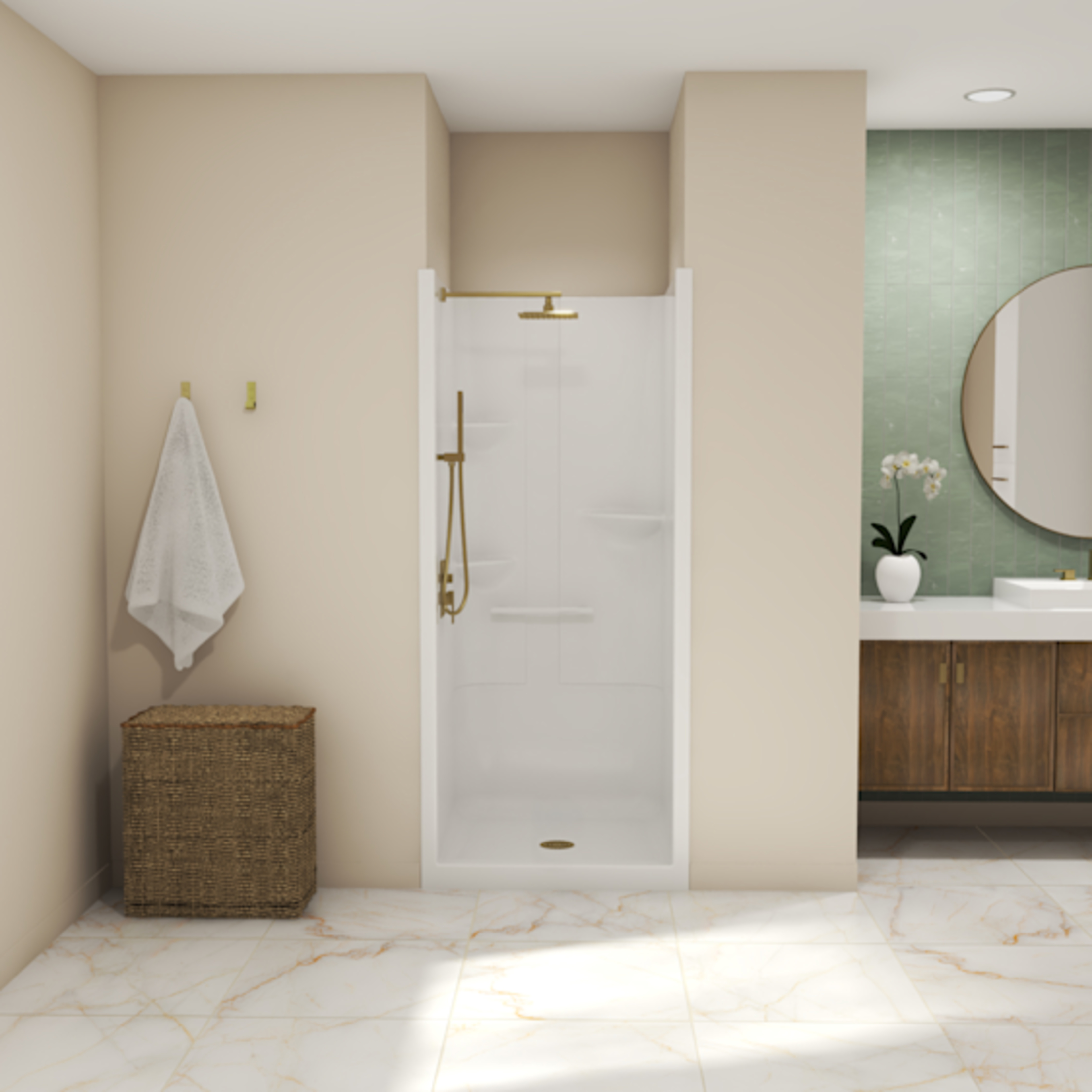2022 最新版　プラズマシャワー Allia SH-3636 Acrylic Alcove Center Drain No Seat One-Piece Shower