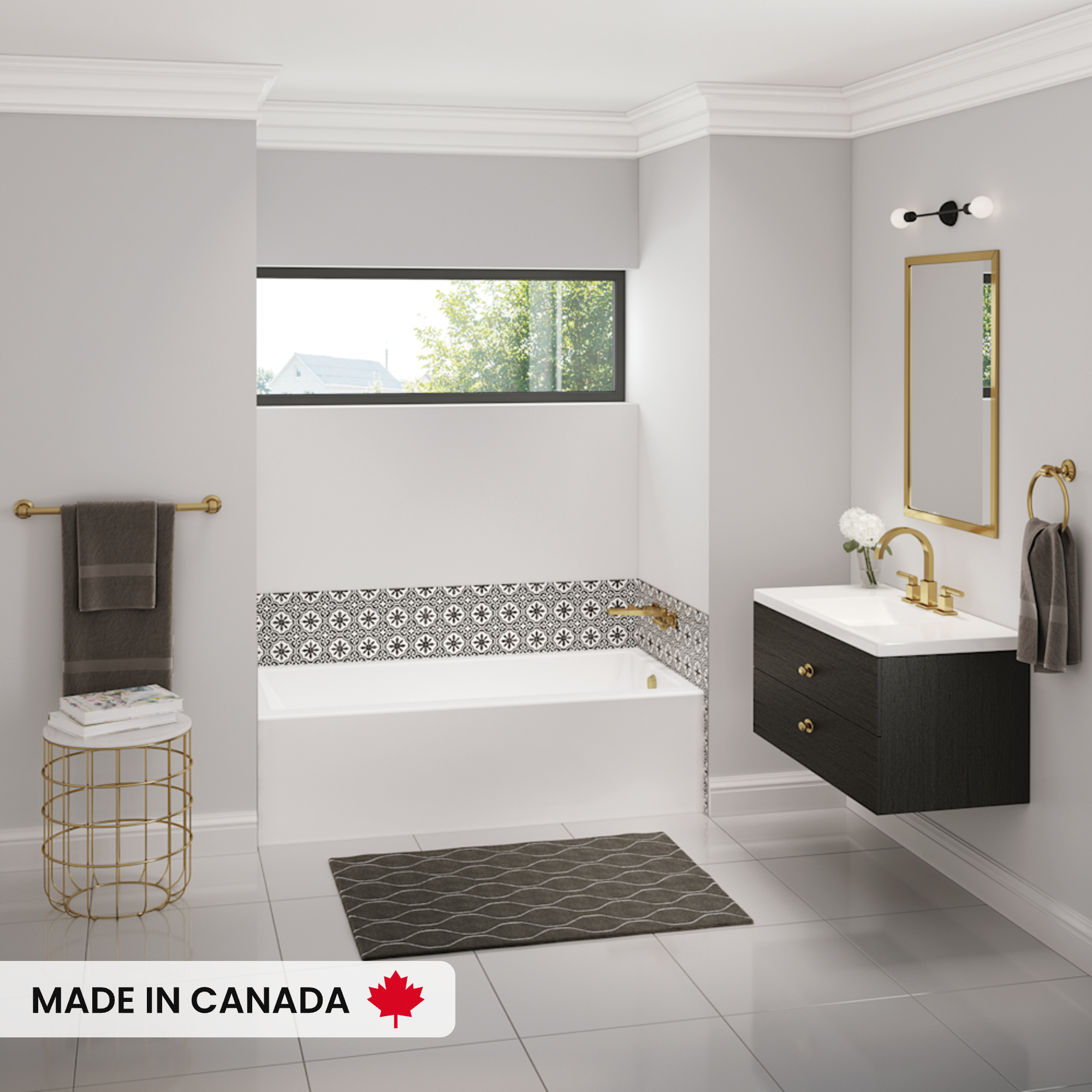 Bosca Access 6030 Acrylic Alcove Right-Hand Drain Bathtub in White