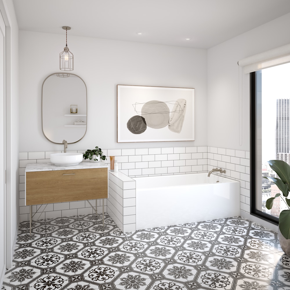 Rubix 6032 Acrylic Alcove Right-Hand Drain Bathtub in White