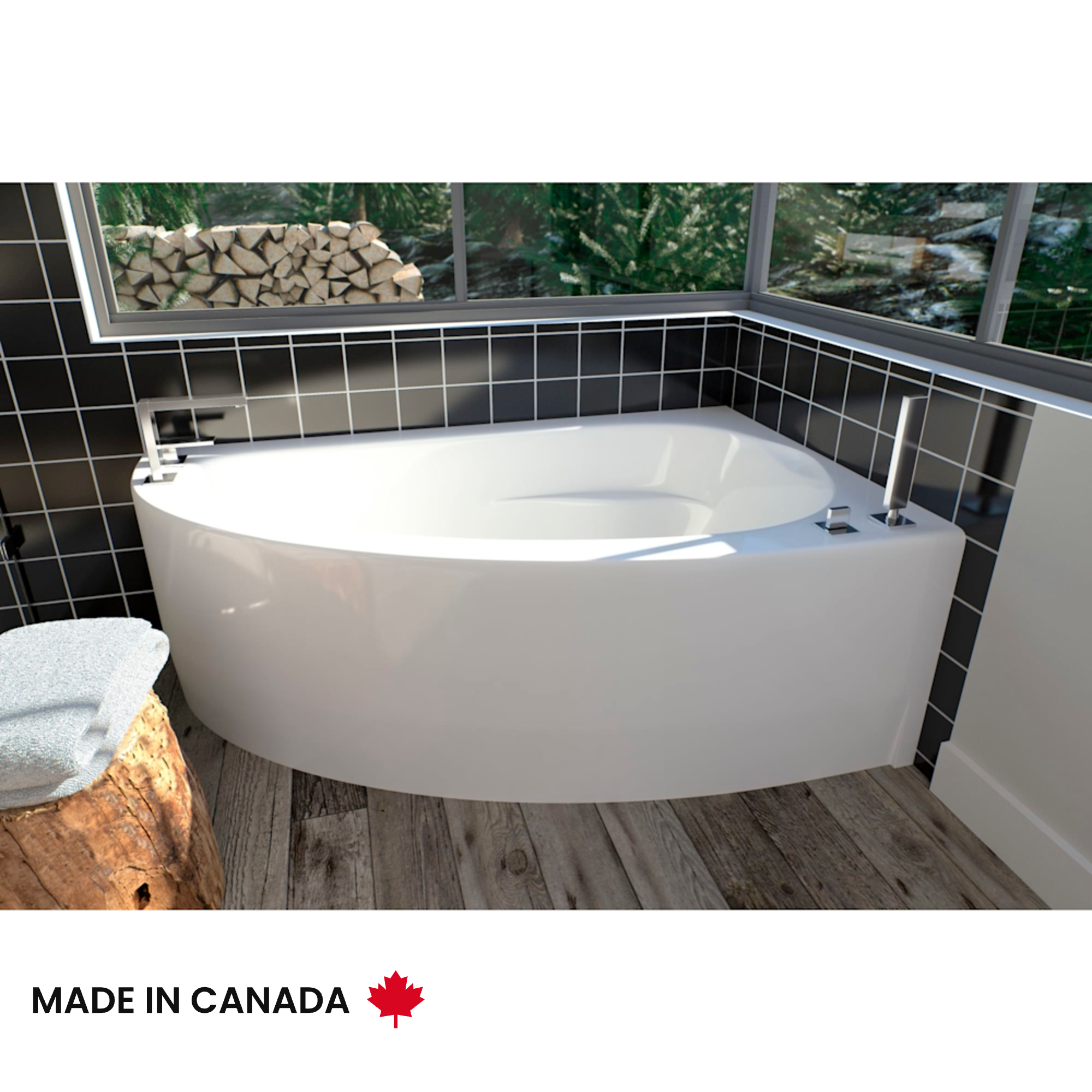 Wind 6036 Acrylic Corner Left Drain Whirlpool Bathtub in White