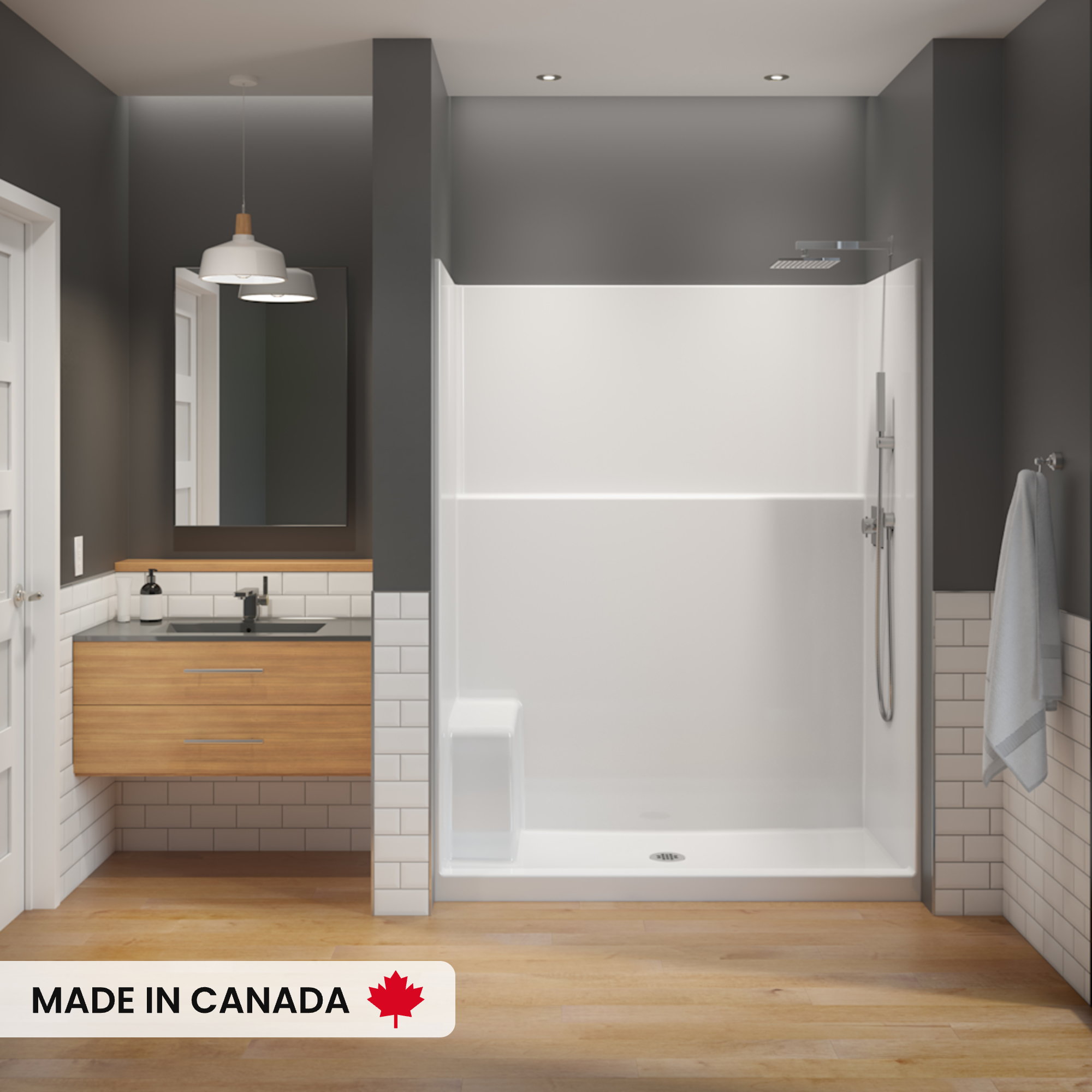 SS3260 AcrylX™ Alcove Center Drain One-Piece Shower in White