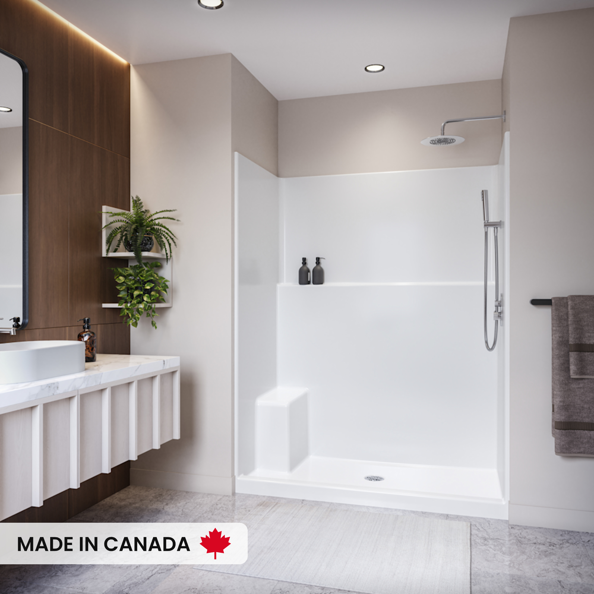 Avila SS3260 AcrylX™ Alcove Center Drain One-Piece Shower with