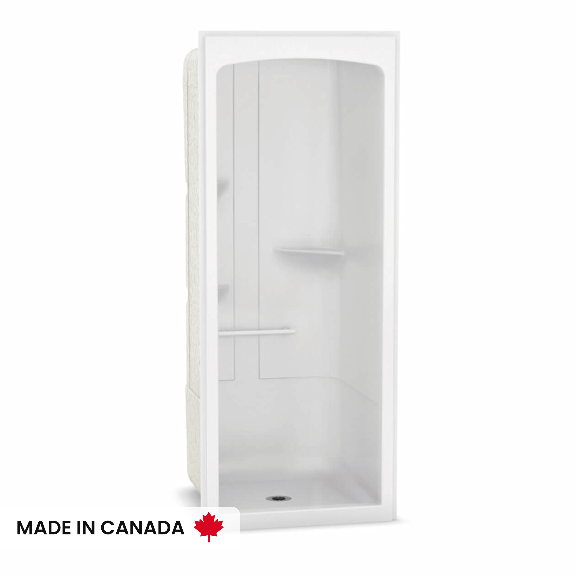 Allia SHR-3636 Acrylic Alcove Center Drain No Seat One-Piece