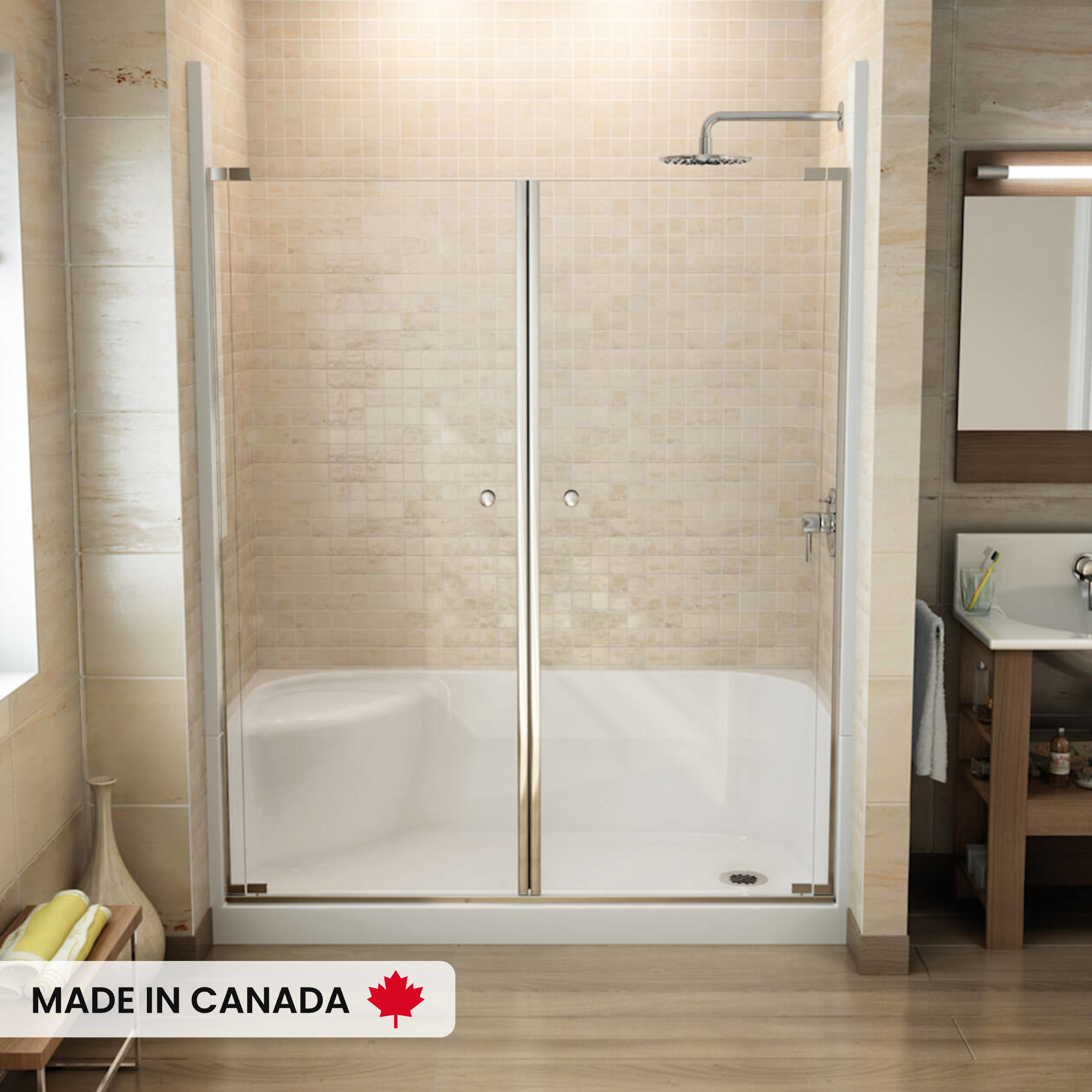 Essence SH-6030 AcrylX Alcove Center Drain Four-Piece Shower in