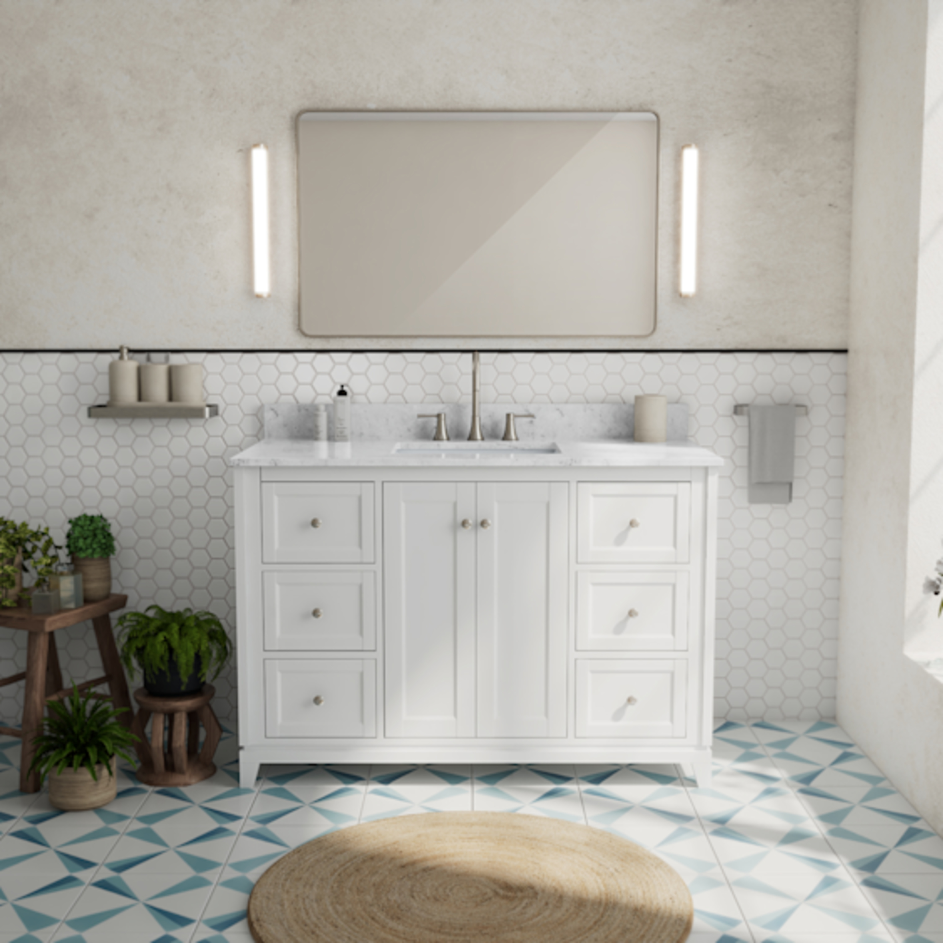 Vanuria 48 in. Freestanding Single Sink Vanity in White with White