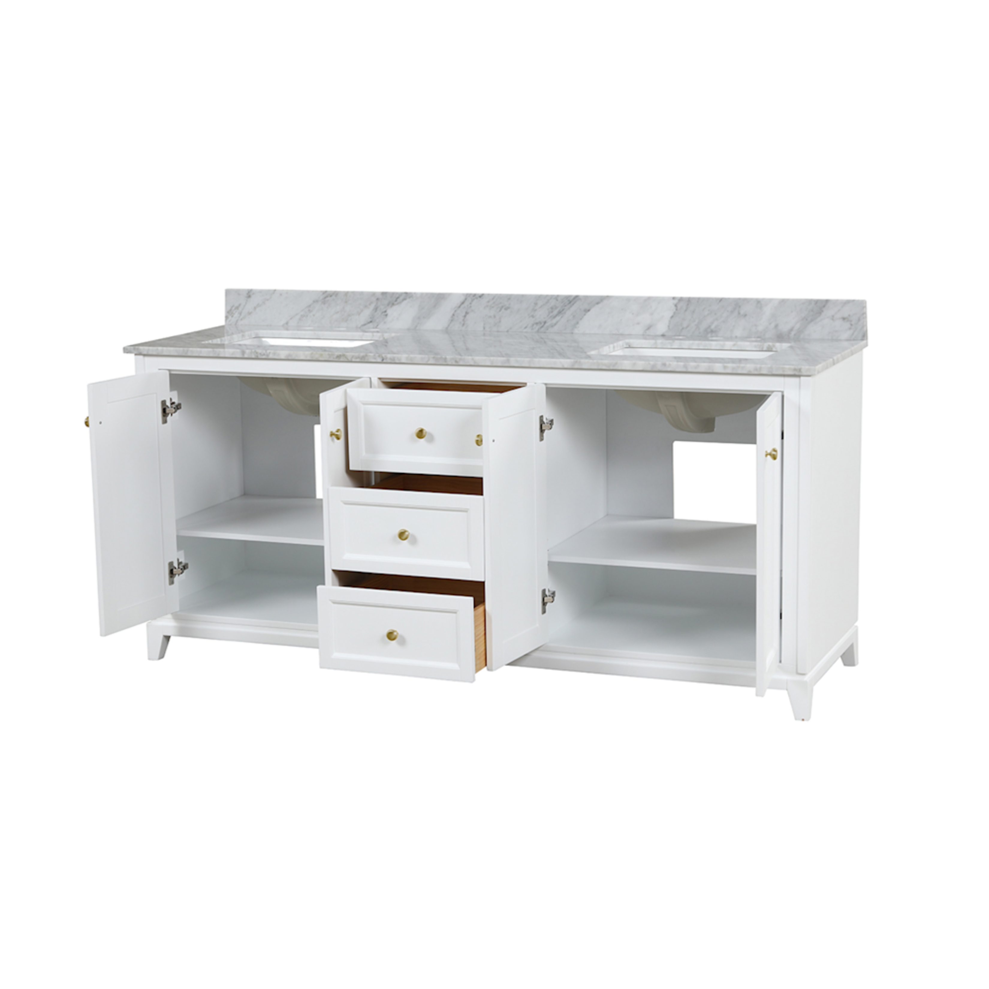 Vanuria 72 in. Freestanding Double Sink Vanity in White with White