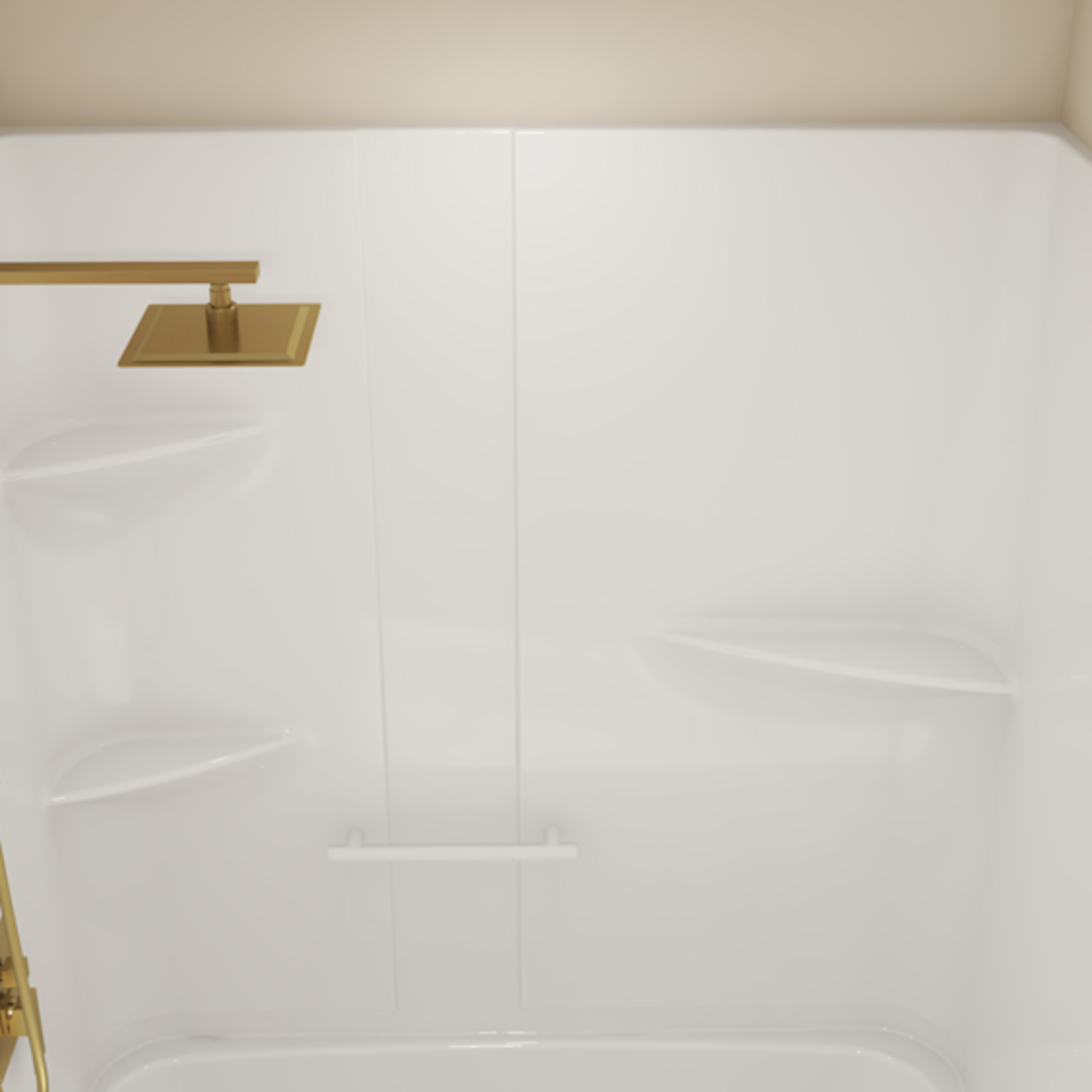 Allia TS-6032 Acrylic Alcove Left-Hand Drain One-Piece Tub Shower