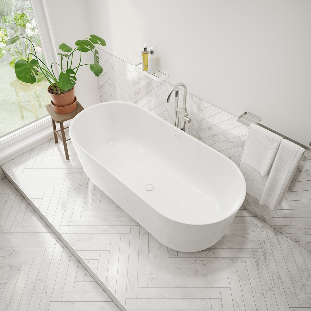 Malindi 67 x 30 Acrylic Freestanding Oval Center Drain Bathtub in