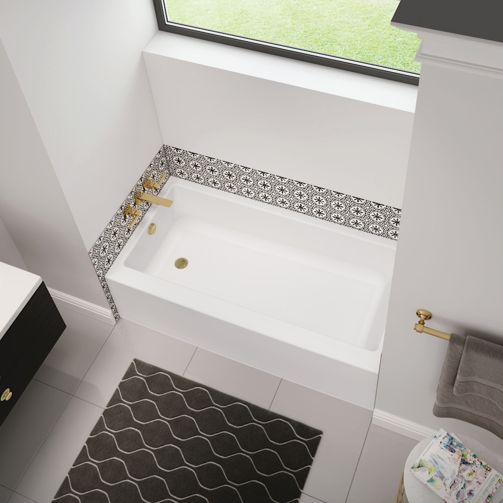 Rubix Access 6030 Acrylic Alcove Left-Hand Drain Bathtub in White