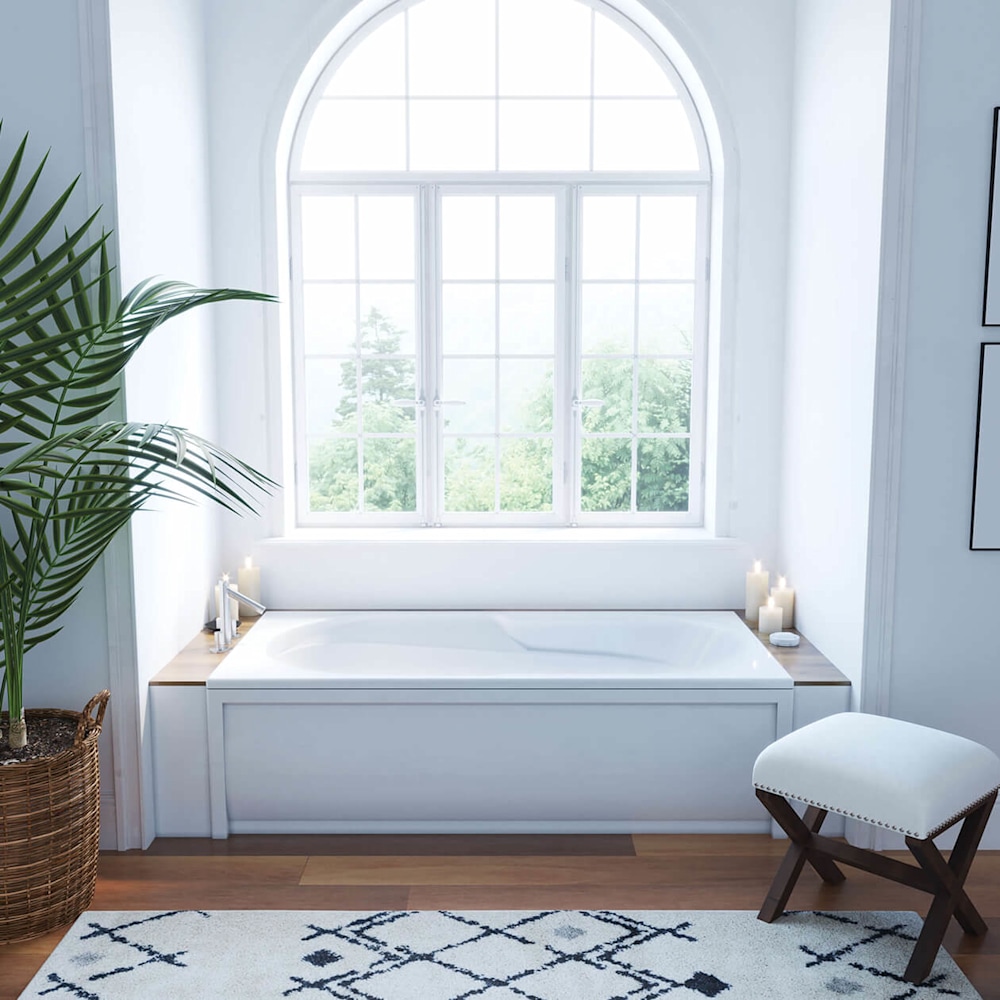 Baccarat 72 x 36 Acrylic Drop-in End Drain Bathtub in White