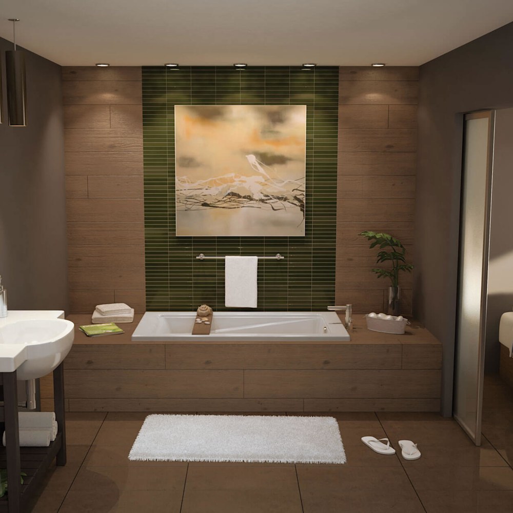 Exhibit 6032 Acrylic Drop-in End Drain Whirlpool Bathtub in White